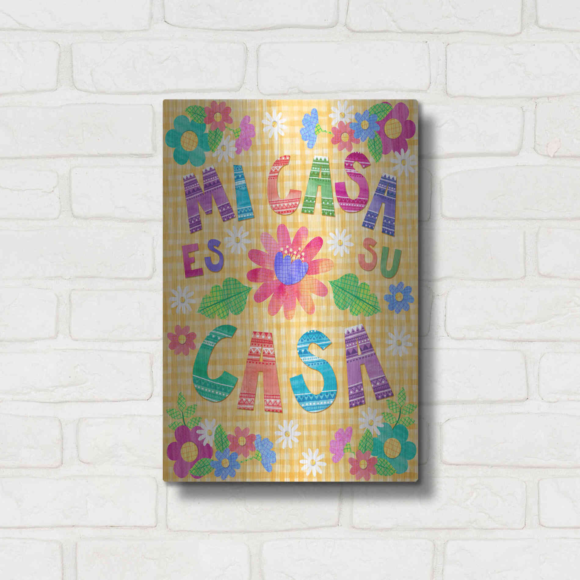 Luxe Metal Art 'Mi Casa Es Su Casa' by Hello Angel, Metal Wall Art,12x16