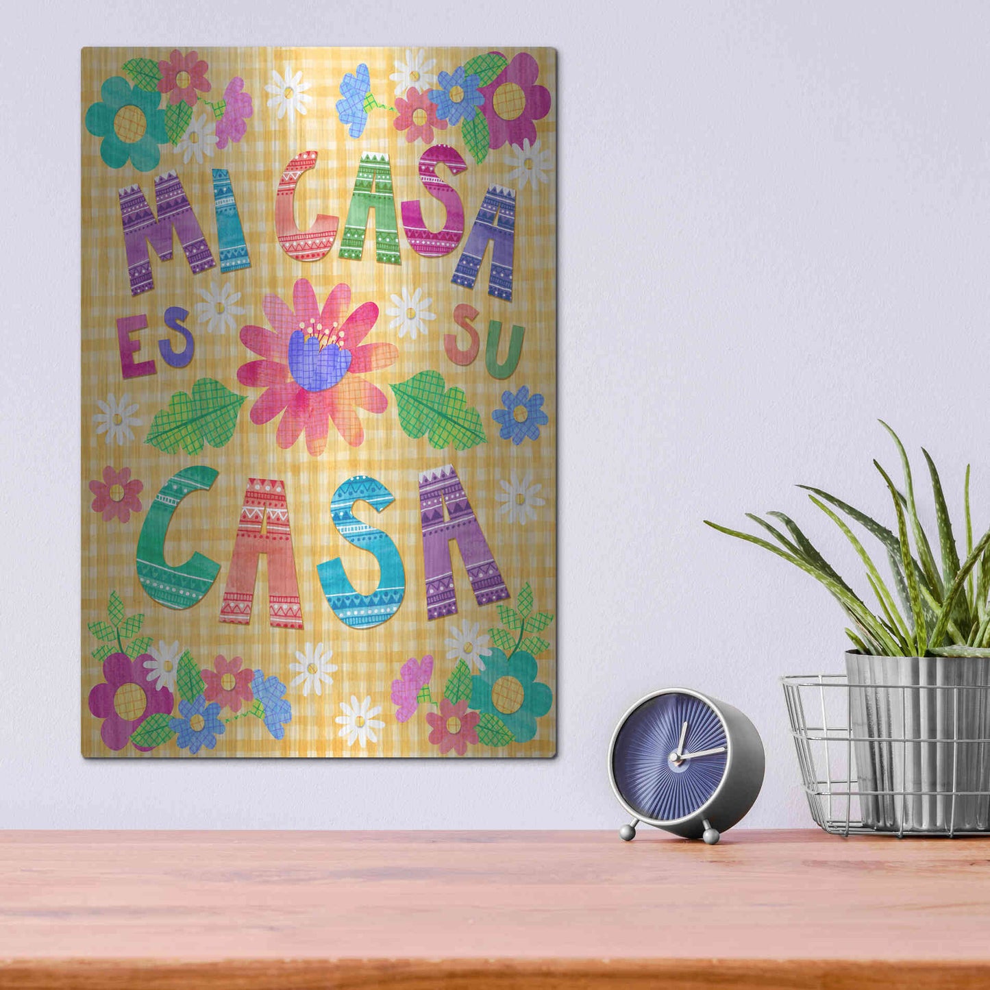 Luxe Metal Art 'Mi Casa Es Su Casa' by Hello Angel, Metal Wall Art,12x16