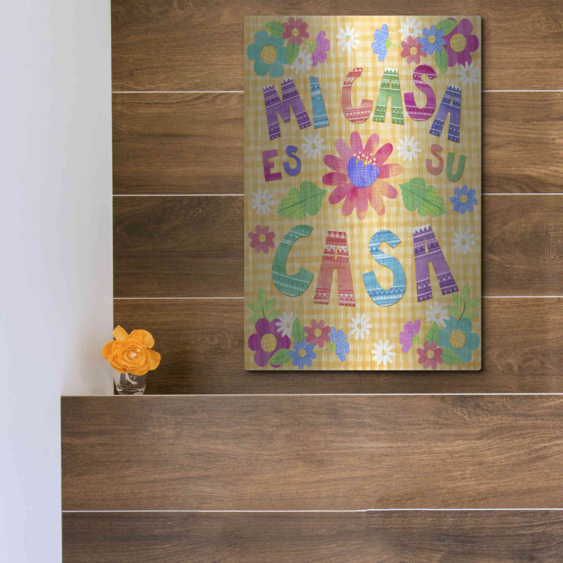 Luxe Metal Art 'Mi Casa Es Su Casa' by Hello Angel, Metal Wall Art,12x16