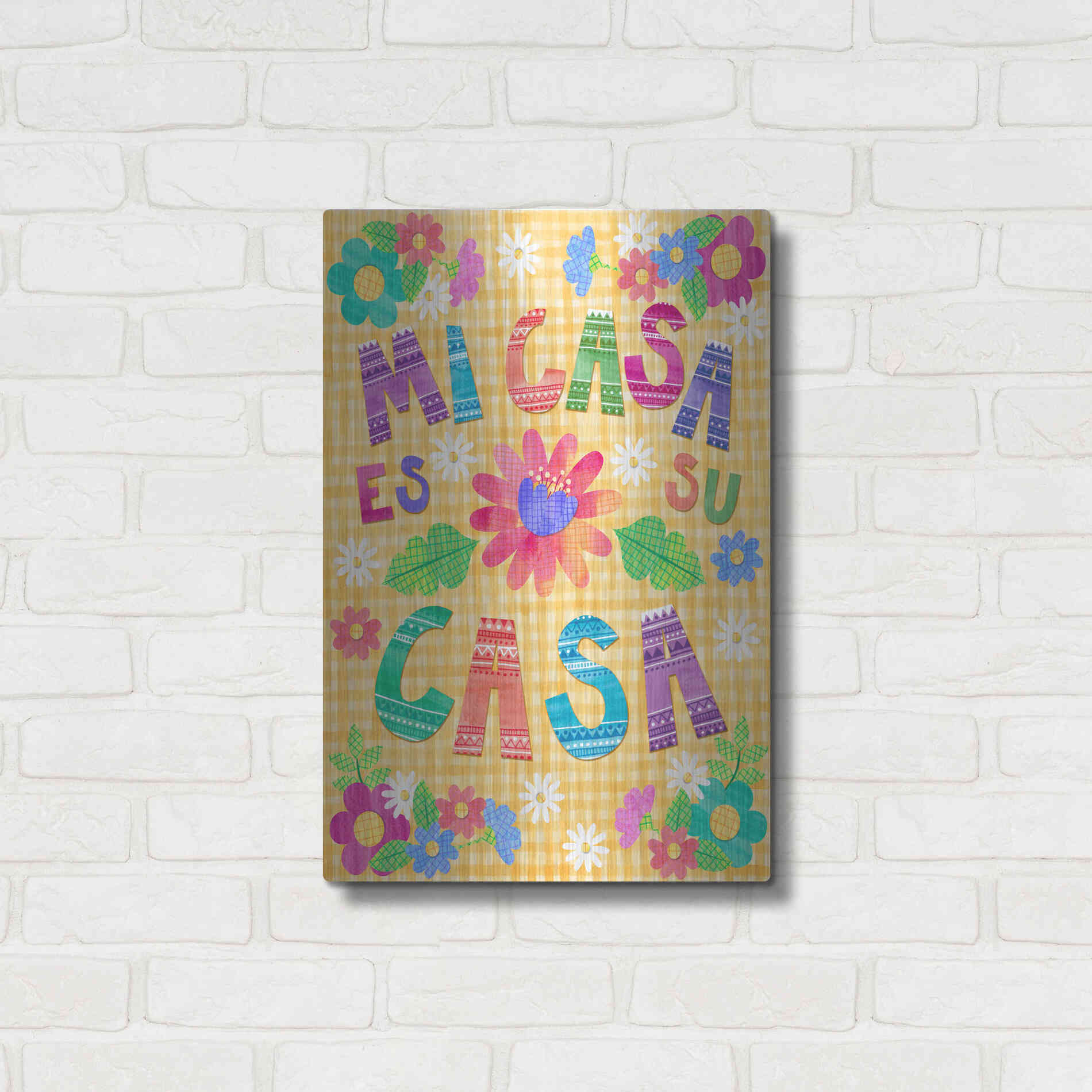 Luxe Metal Art 'Mi Casa Es Su Casa' by Hello Angel, Metal Wall Art,16x24