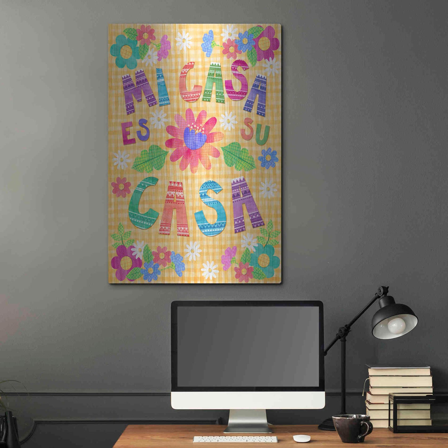 Luxe Metal Art 'Mi Casa Es Su Casa' by Hello Angel, Metal Wall Art,24x36