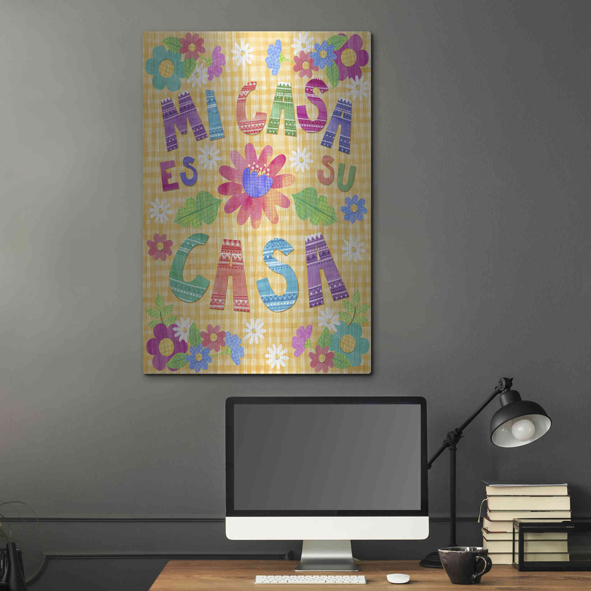 Luxe Metal Art 'Mi Casa Es Su Casa' by Hello Angel, Metal Wall Art,24x36