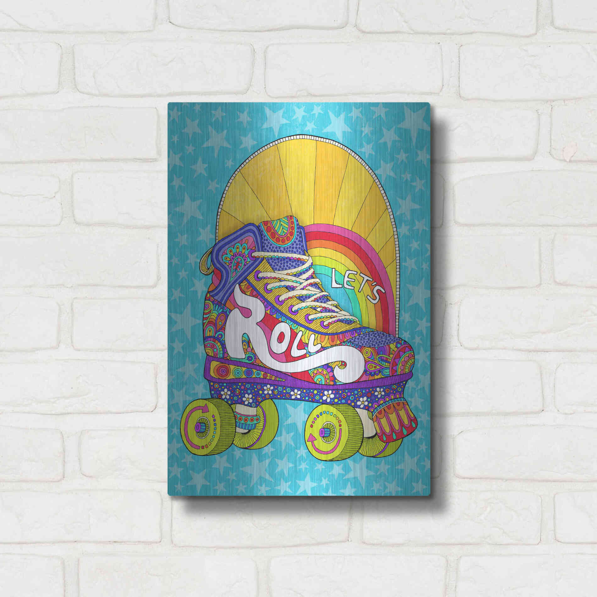 Luxe Metal Art 'Lets Roll' by Hello Angel, Metal Wall Art,12x16