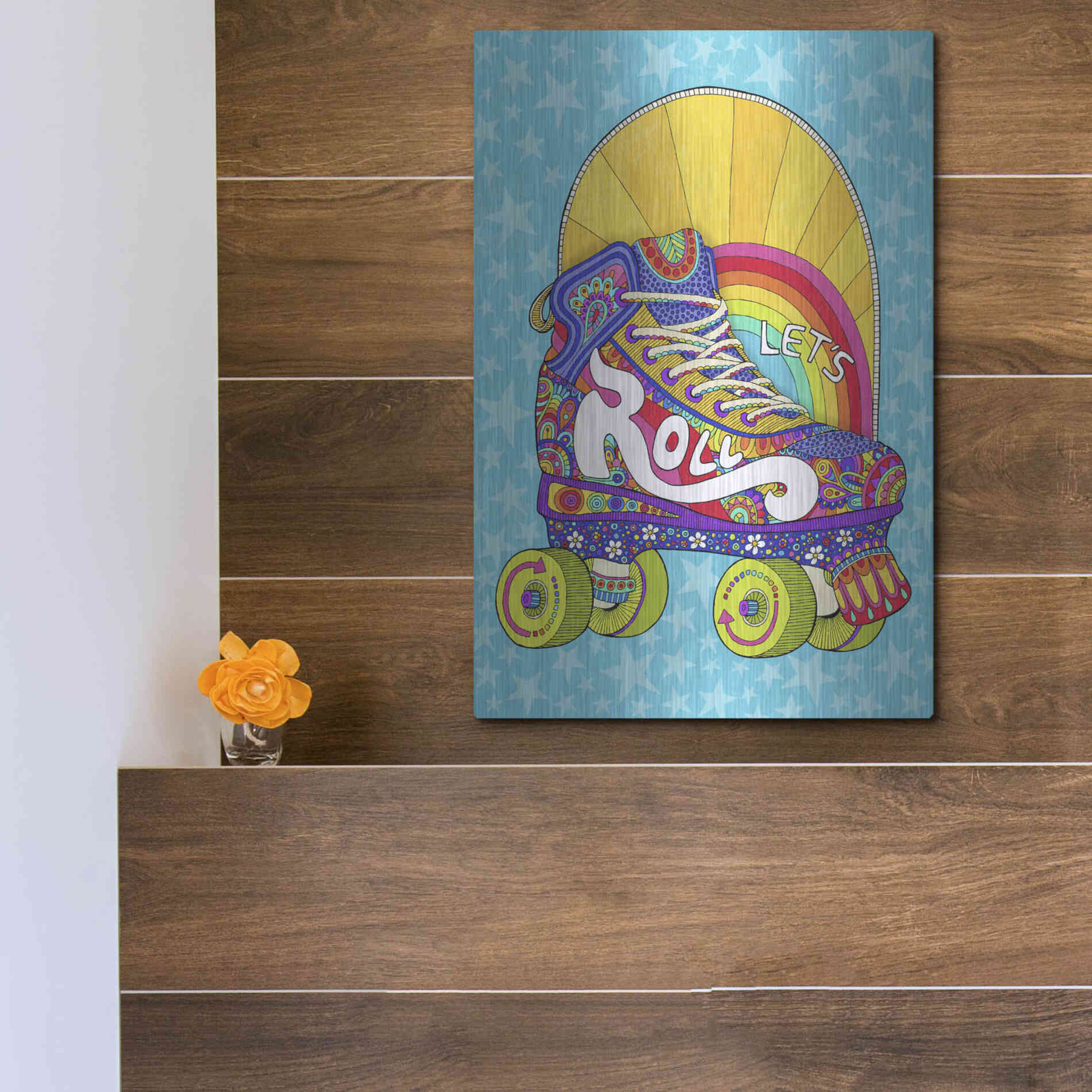 Luxe Metal Art 'Lets Roll' by Hello Angel, Metal Wall Art,12x16