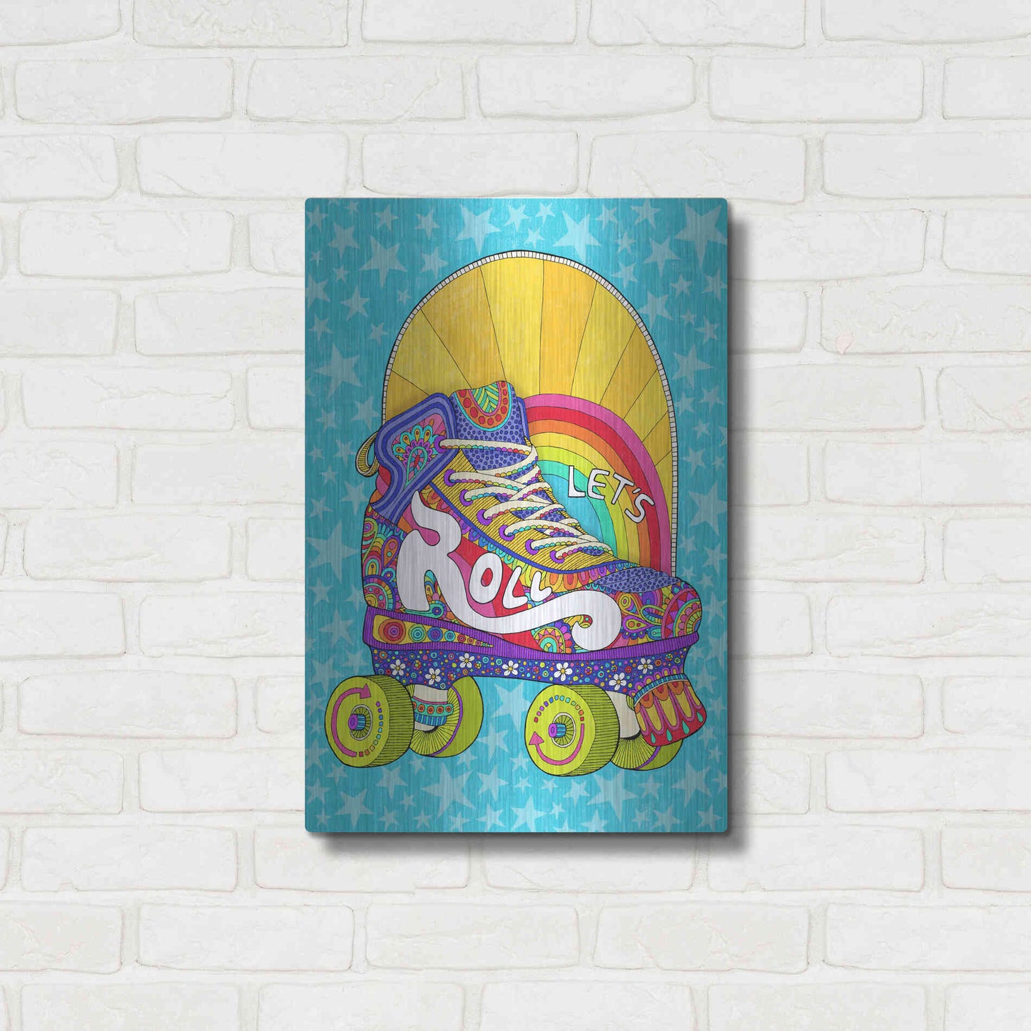 Luxe Metal Art 'Lets Roll' by Hello Angel, Metal Wall Art,16x24