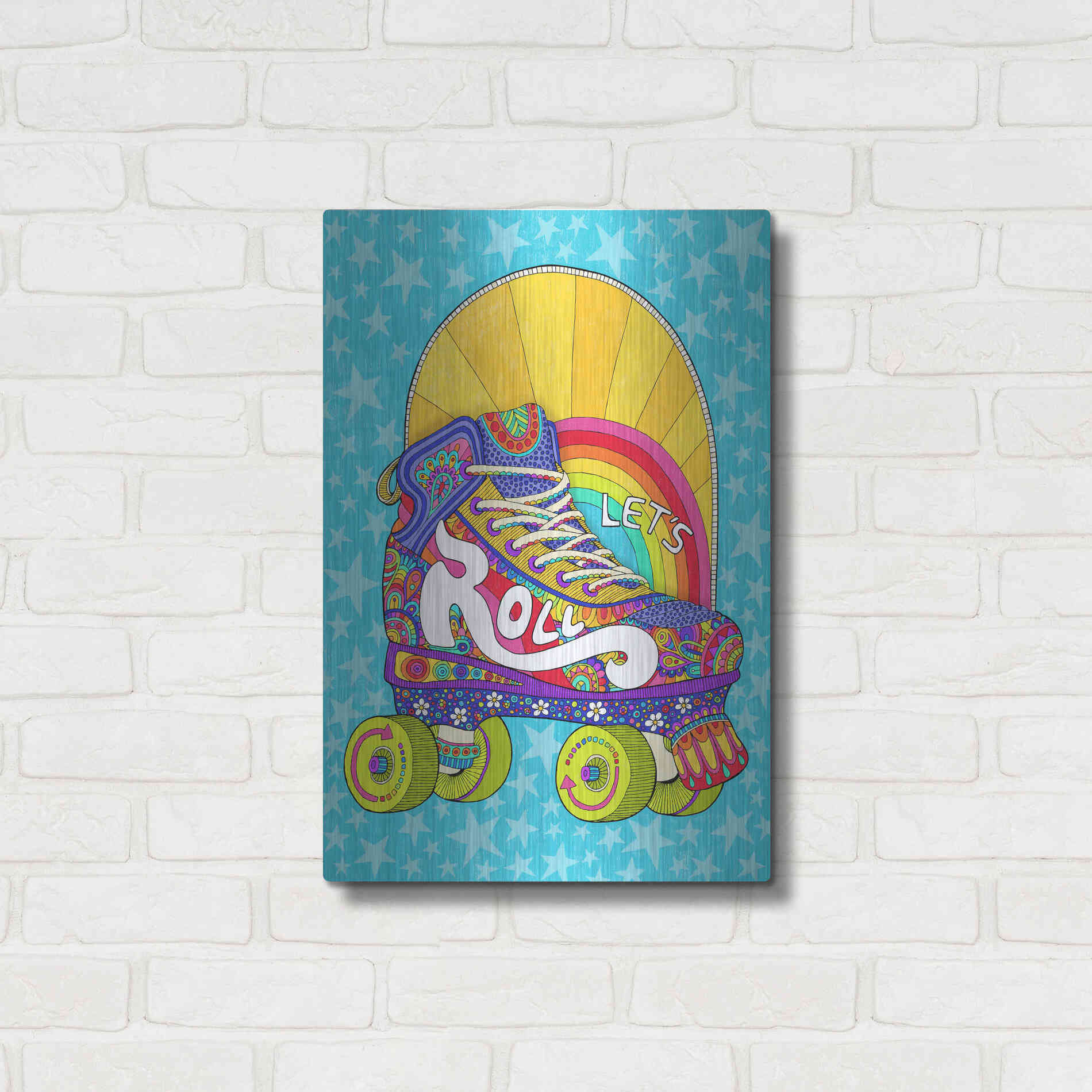 Luxe Metal Art 'Lets Roll' by Hello Angel, Metal Wall Art,16x24