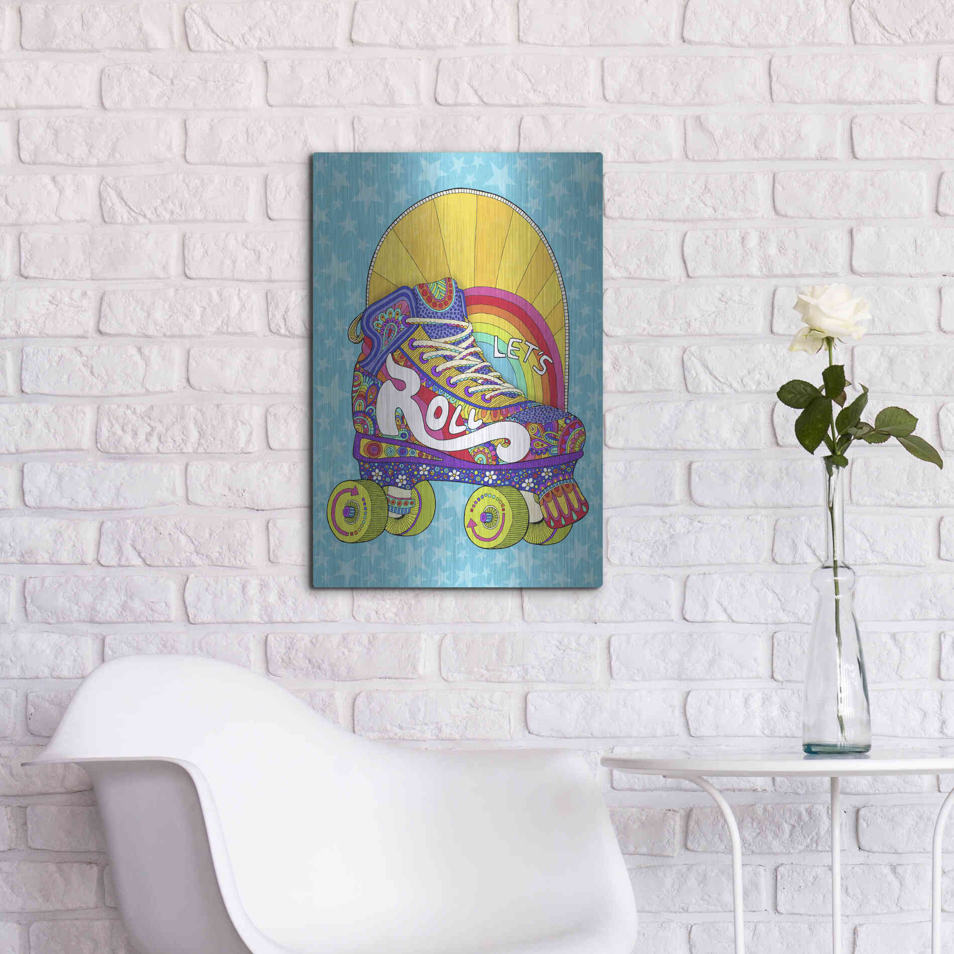 Luxe Metal Art 'Lets Roll' by Hello Angel, Metal Wall Art,16x24