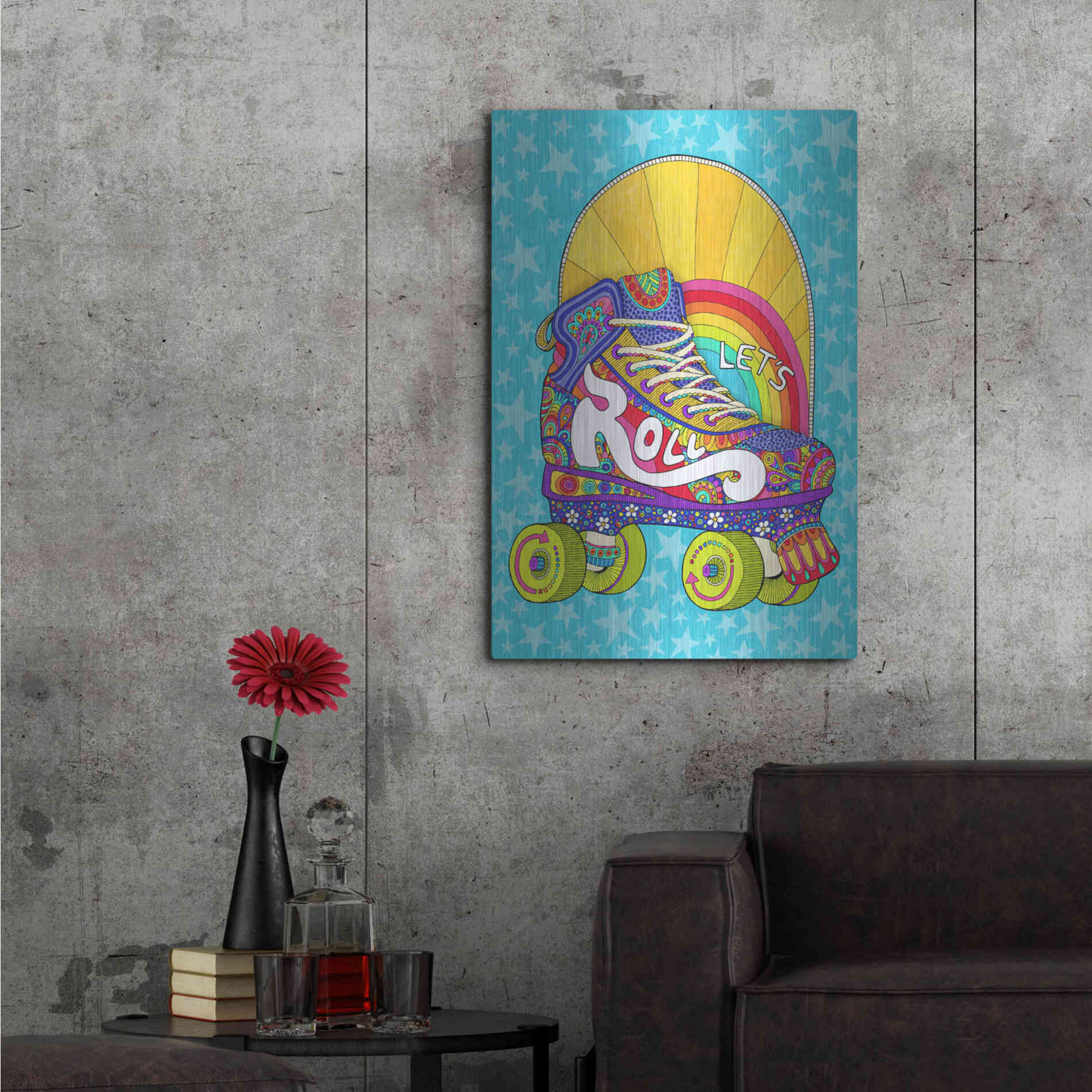 Luxe Metal Art 'Lets Roll' by Hello Angel, Metal Wall Art,24x36