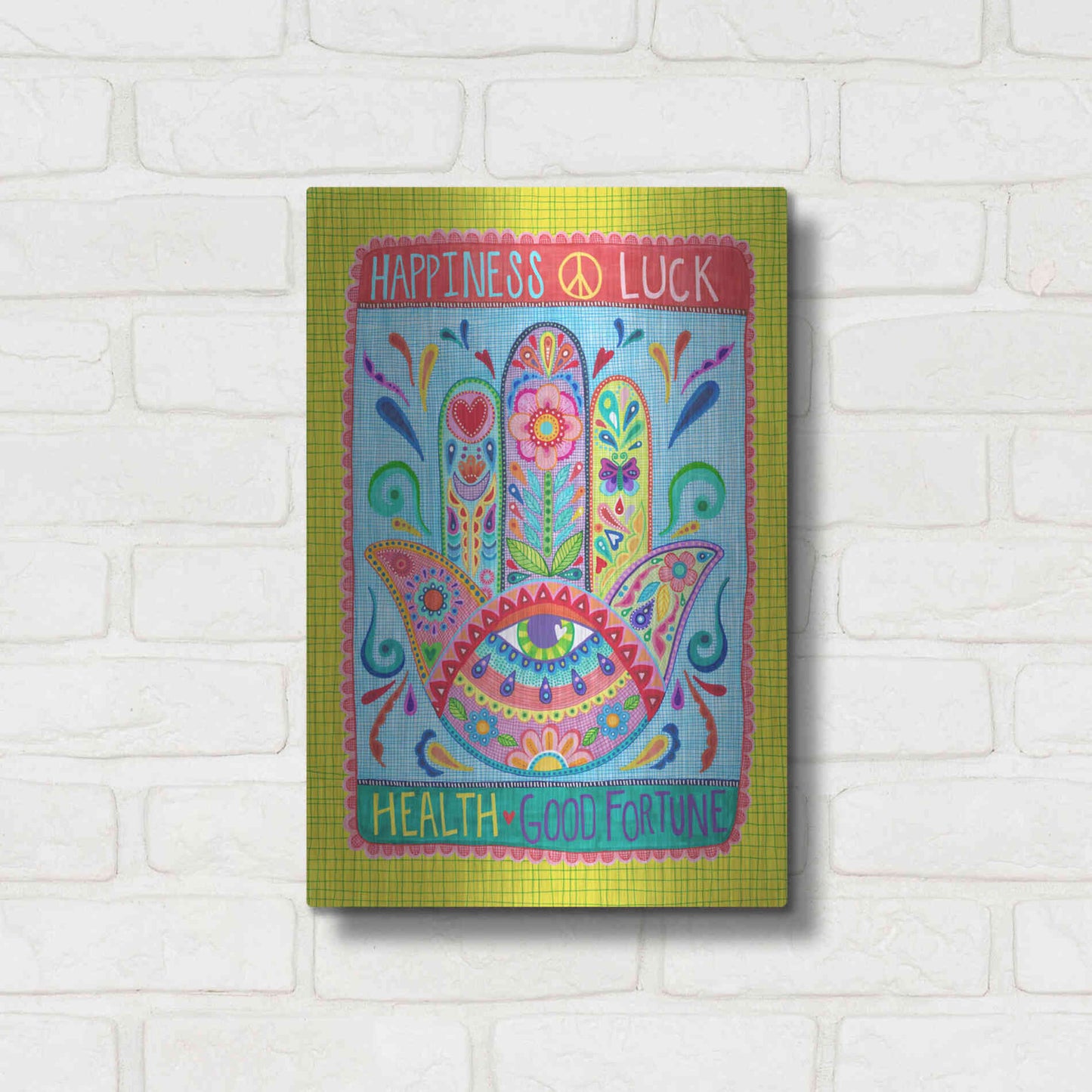 Luxe Metal Art 'Hamsa of Happiness' by Hello Angel, Metal Wall Art,12x16