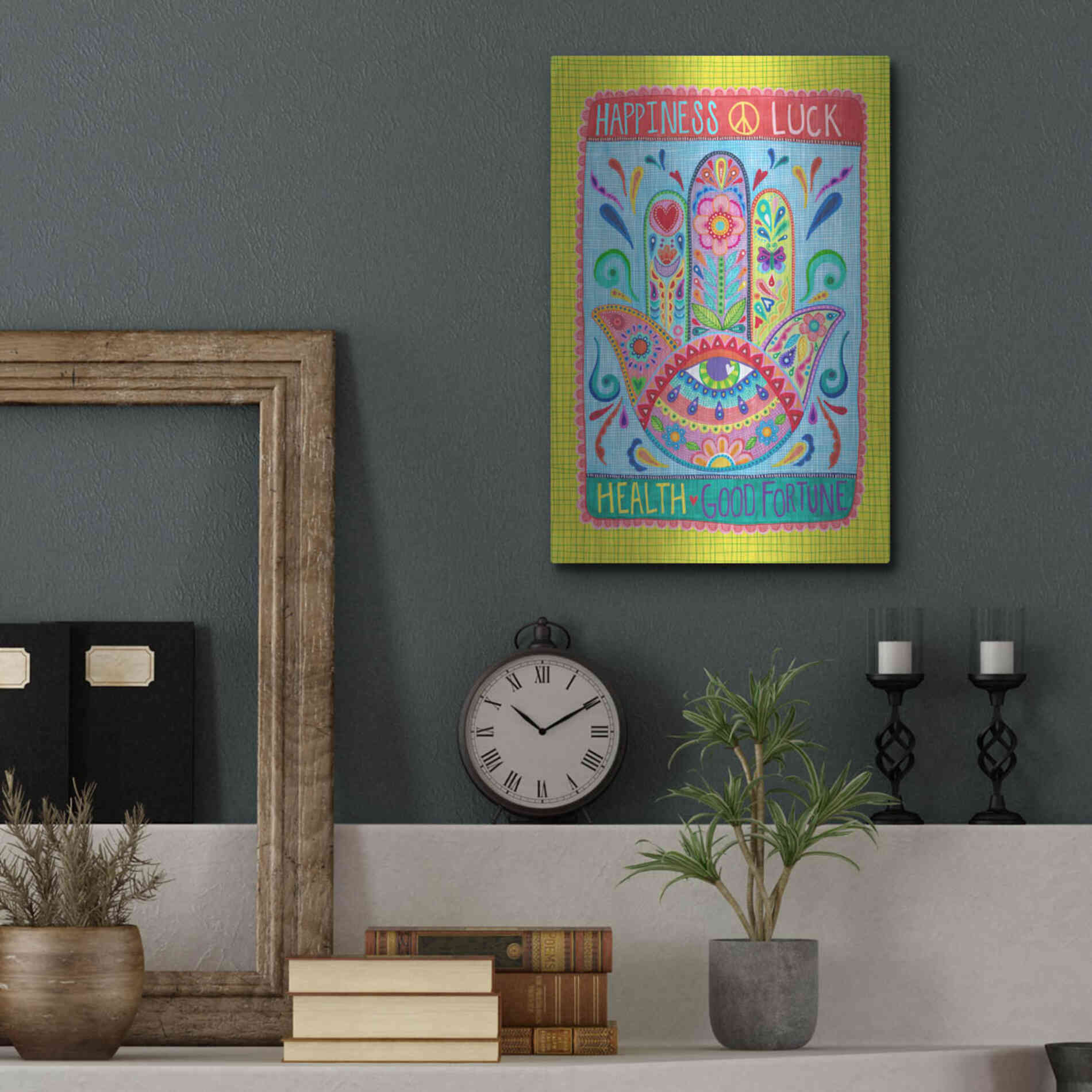 Luxe Metal Art 'Hamsa of Happiness' by Hello Angel, Metal Wall Art,12x16