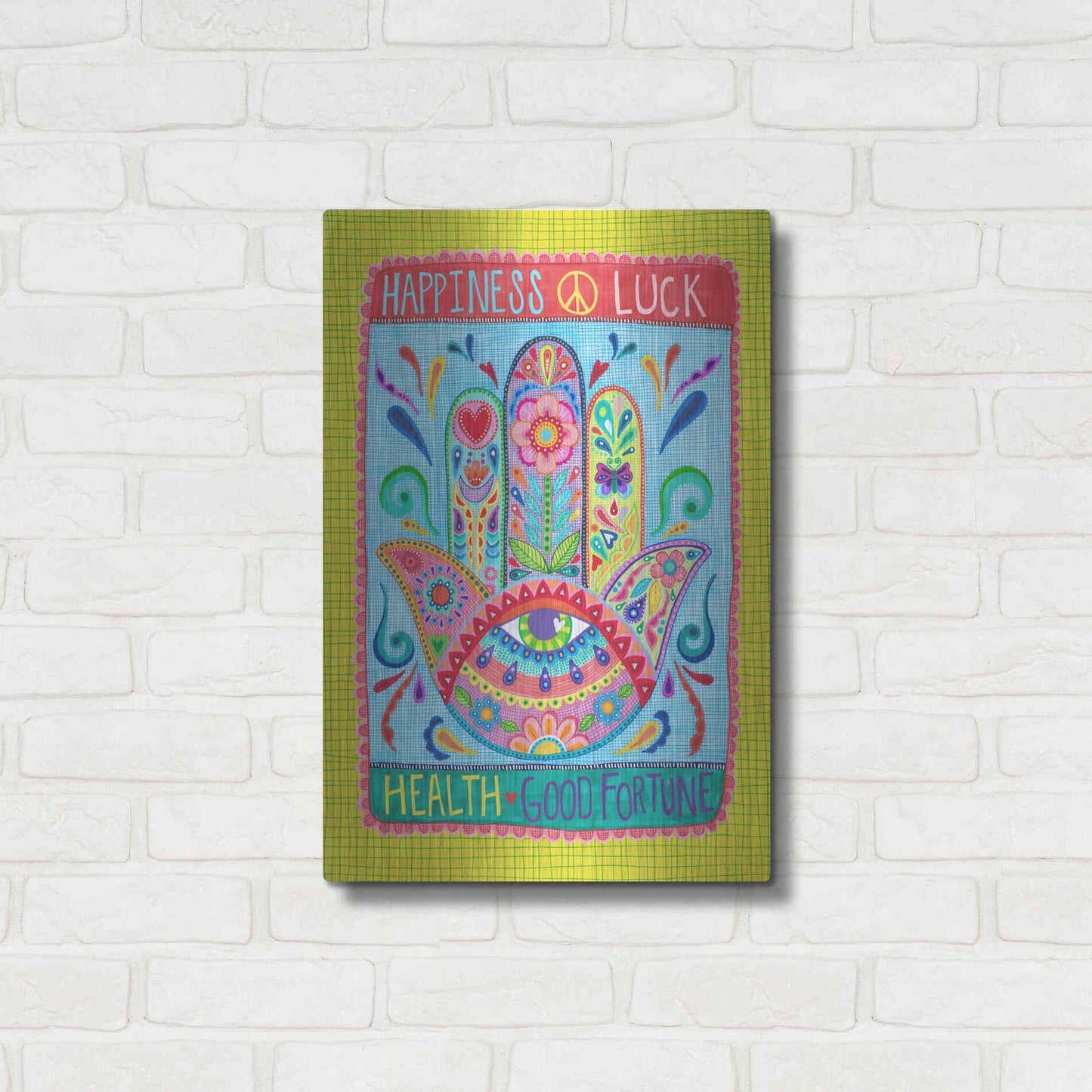 Luxe Metal Art 'Hamsa of Happiness' by Hello Angel, Metal Wall Art,16x24
