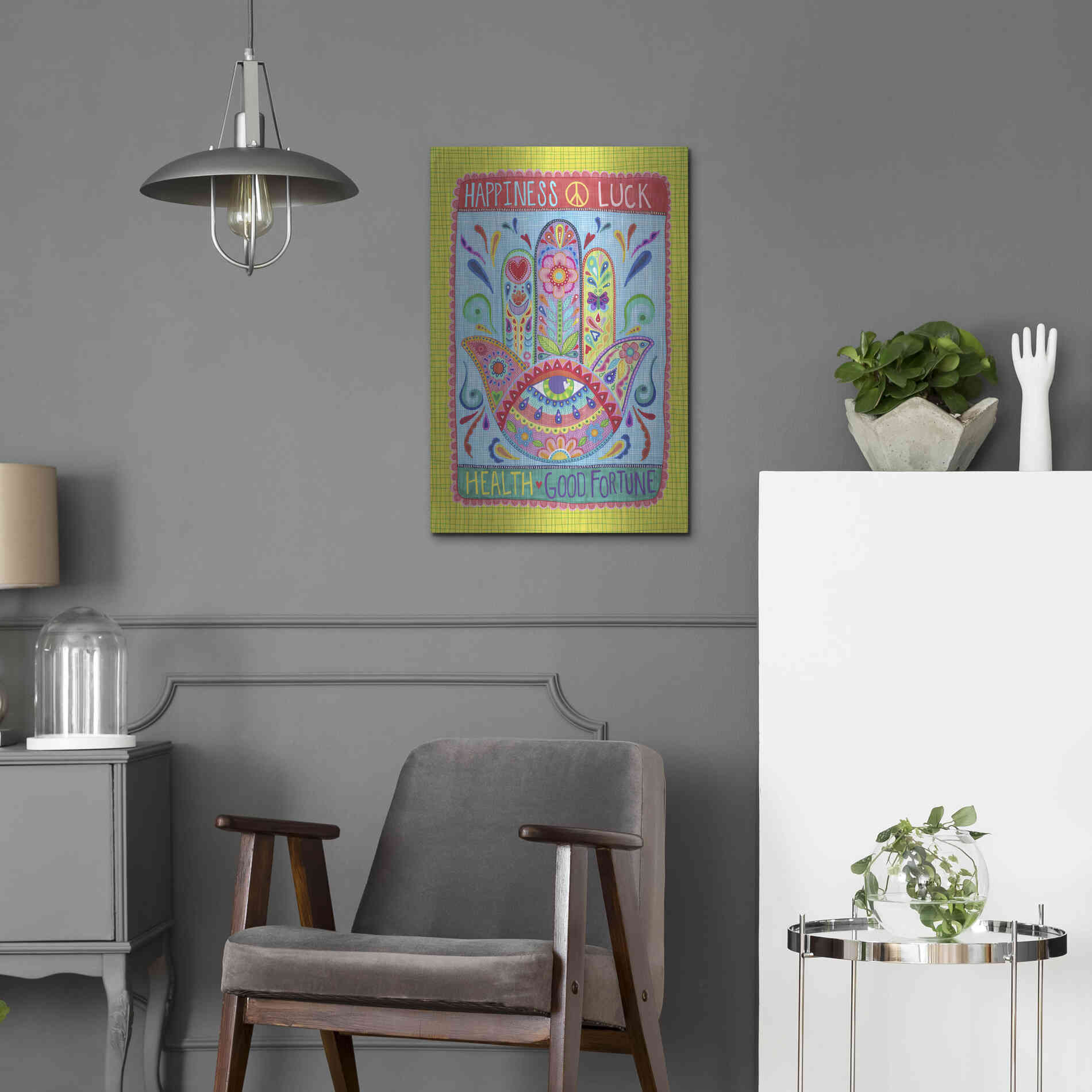 Luxe Metal Art 'Hamsa of Happiness' by Hello Angel, Metal Wall Art,16x24