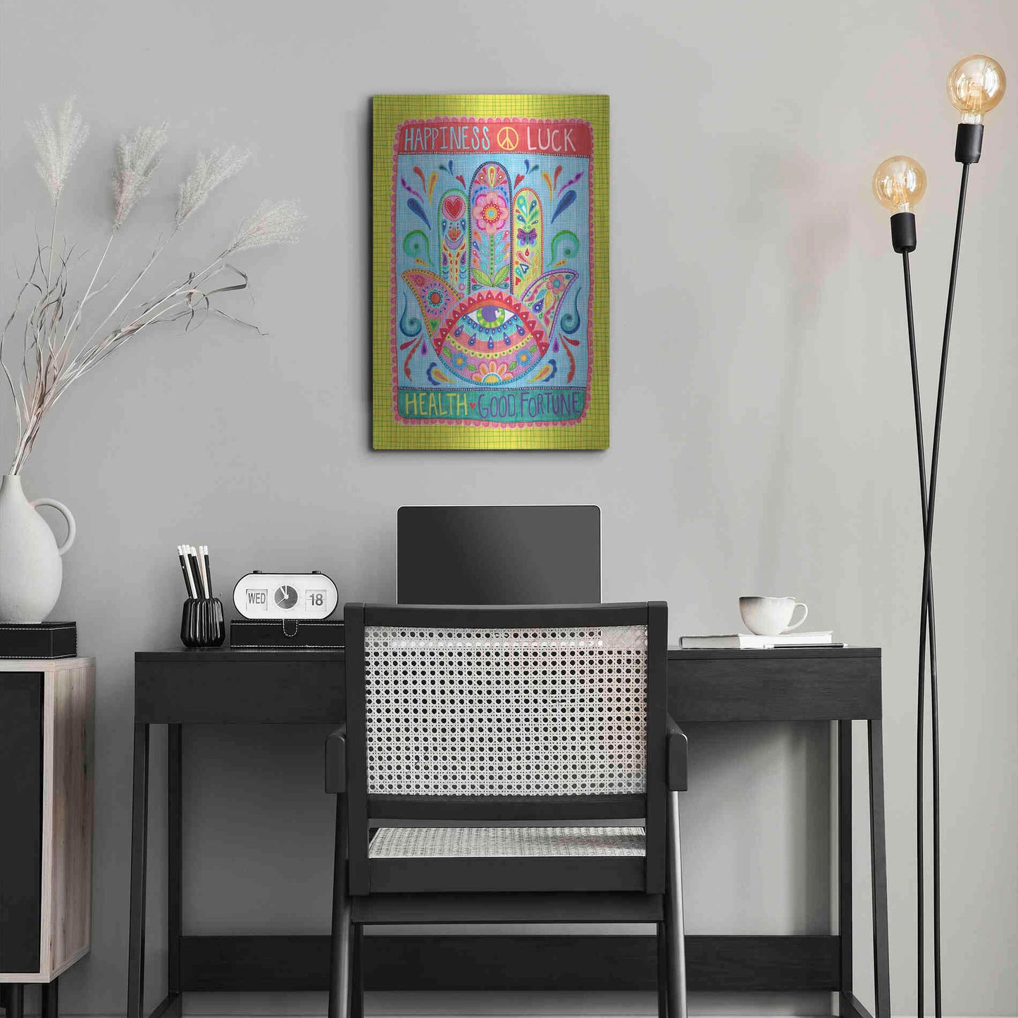 Luxe Metal Art 'Hamsa of Happiness' by Hello Angel, Metal Wall Art,16x24