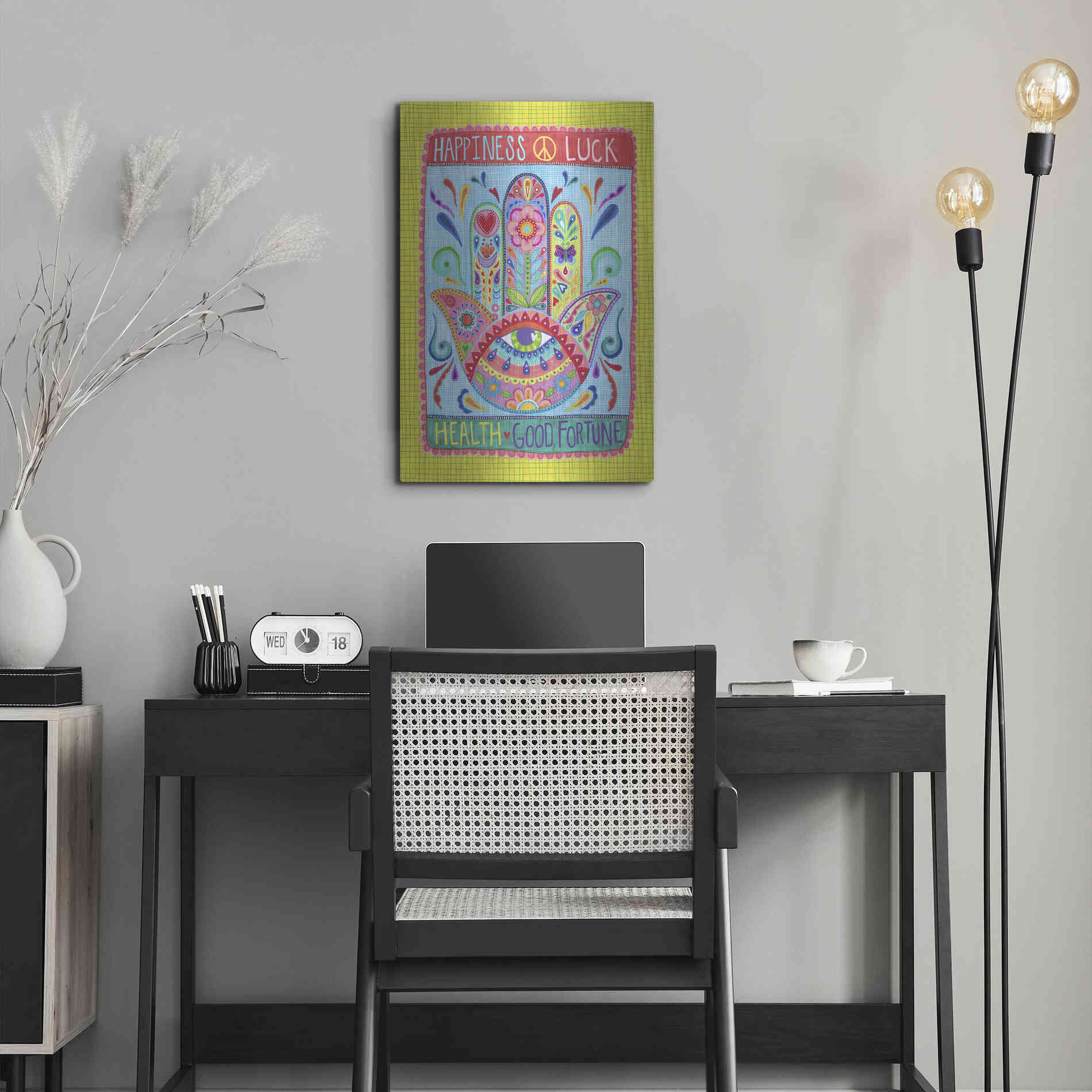 Luxe Metal Art 'Hamsa of Happiness' by Hello Angel, Metal Wall Art,16x24