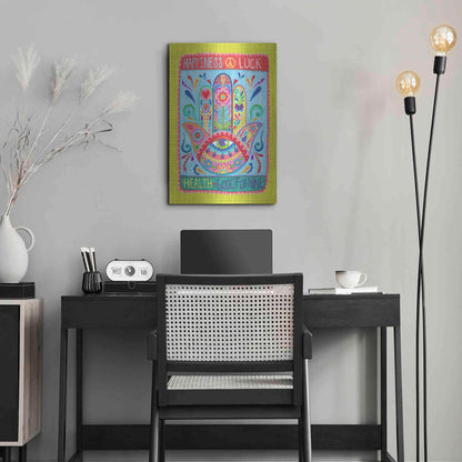 Luxe Metal Art 'Hamsa of Happiness' by Hello Angel, Metal Wall Art,16x24