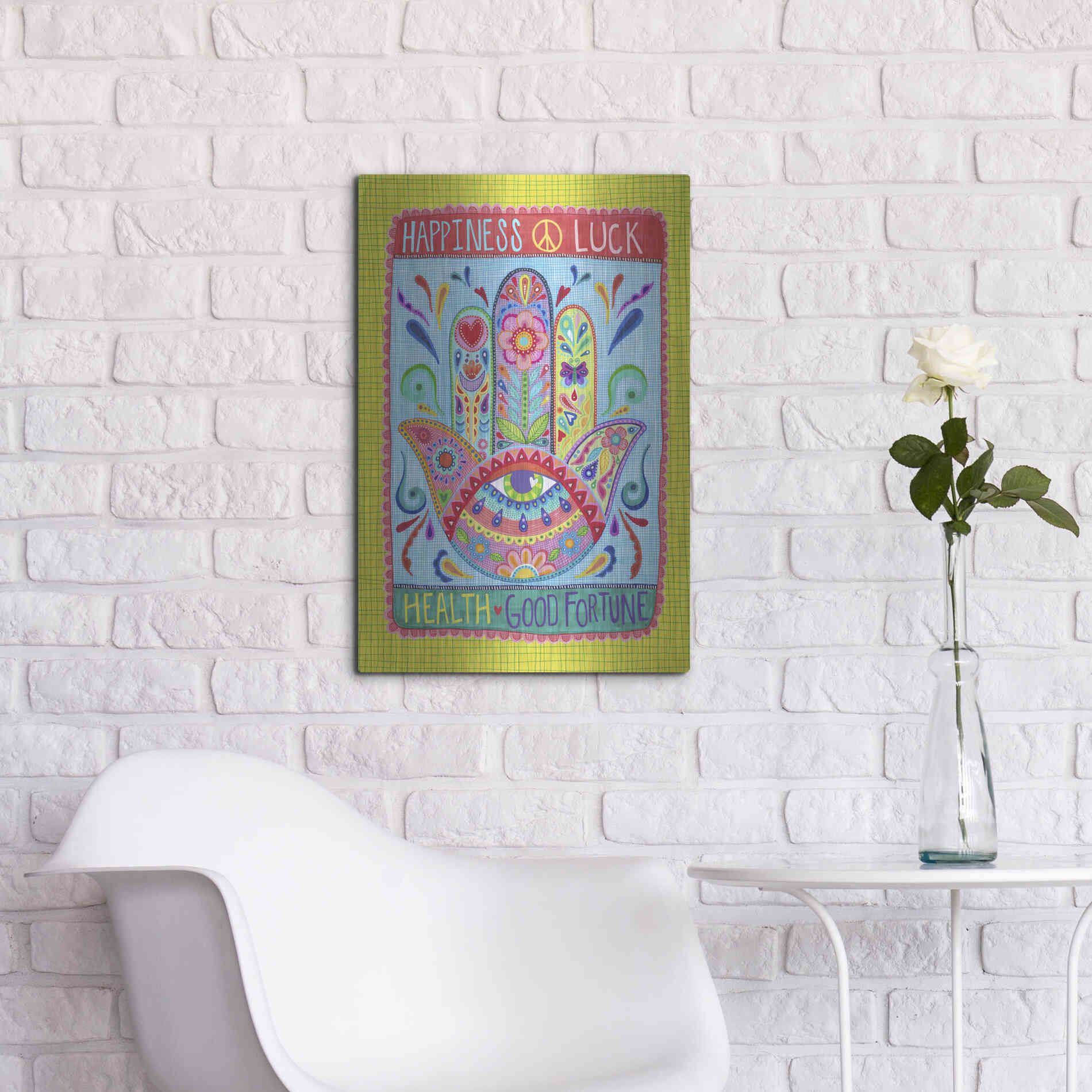 Luxe Metal Art 'Hamsa of Happiness' by Hello Angel, Metal Wall Art,16x24