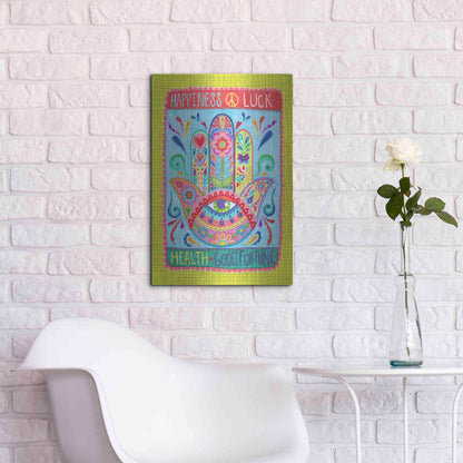 Luxe Metal Art 'Hamsa of Happiness' by Hello Angel, Metal Wall Art,16x24