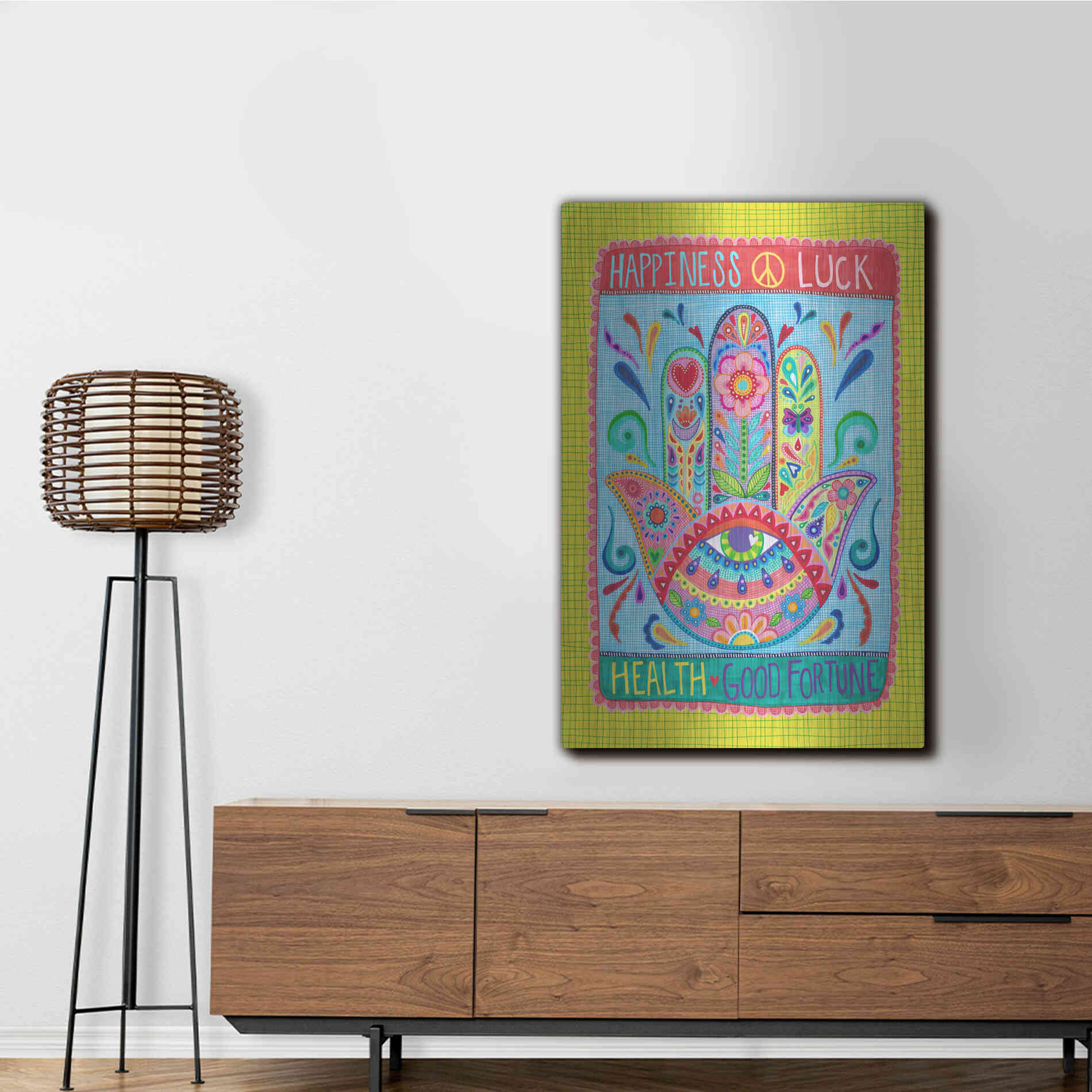 Luxe Metal Art 'Hamsa of Happiness' by Hello Angel, Metal Wall Art,24x36