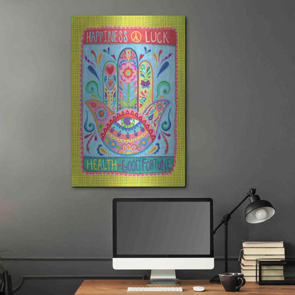 Luxe Metal Art 'Hamsa of Happiness' by Hello Angel, Metal Wall Art,24x36