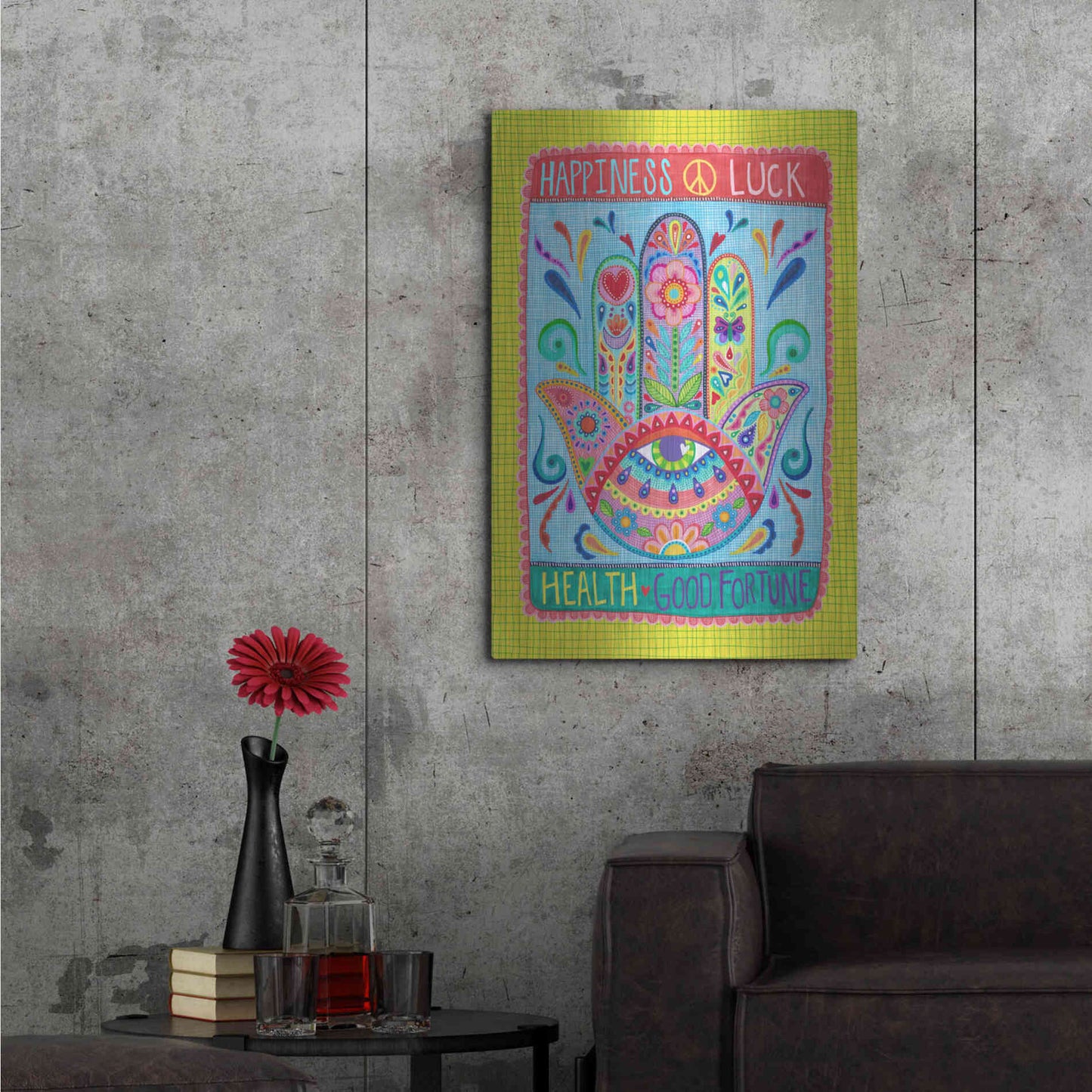Luxe Metal Art 'Hamsa of Happiness' by Hello Angel, Metal Wall Art,24x36