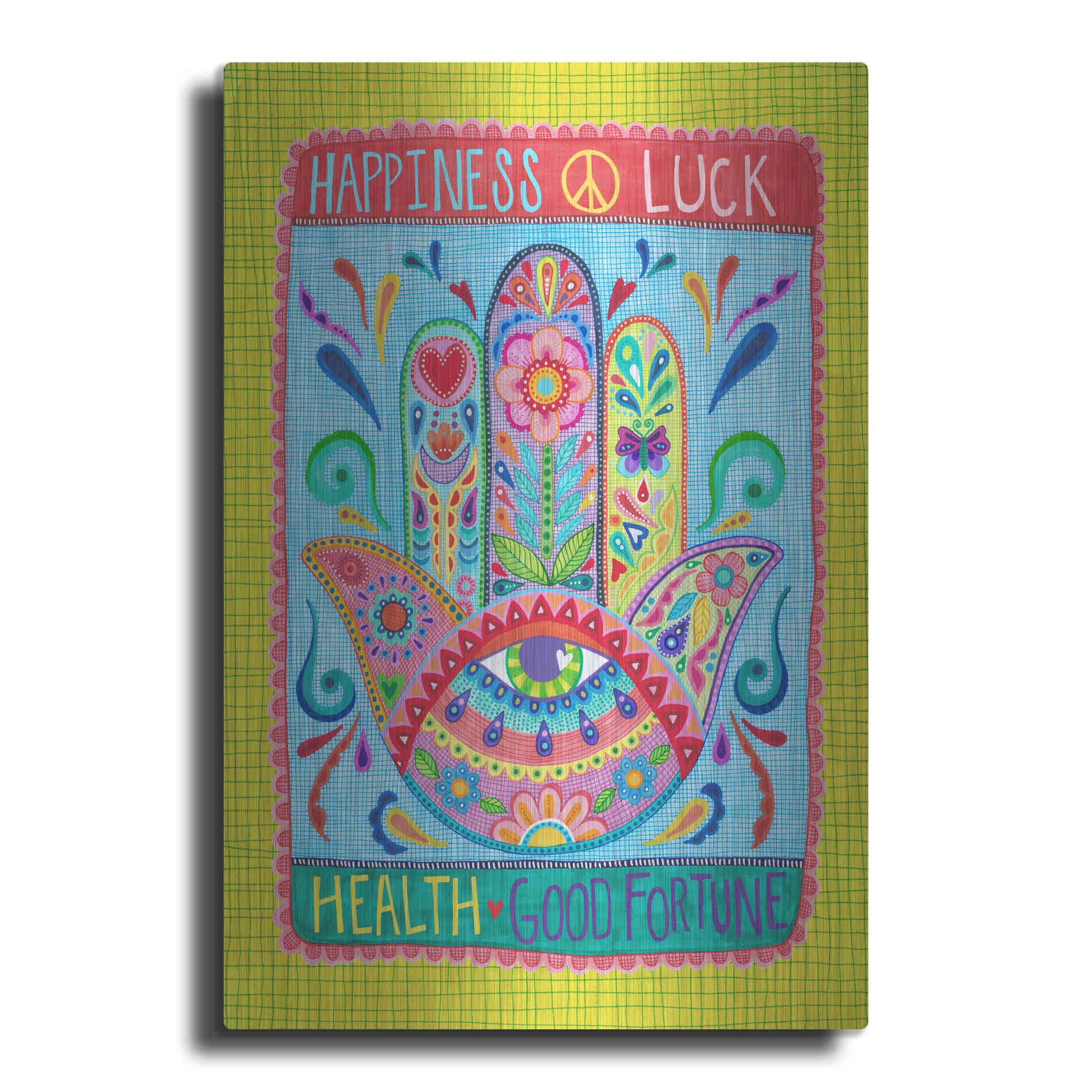 Luxe Metal Art 'Hamsa of Happiness' by Hello Angel, Metal Wall Art
