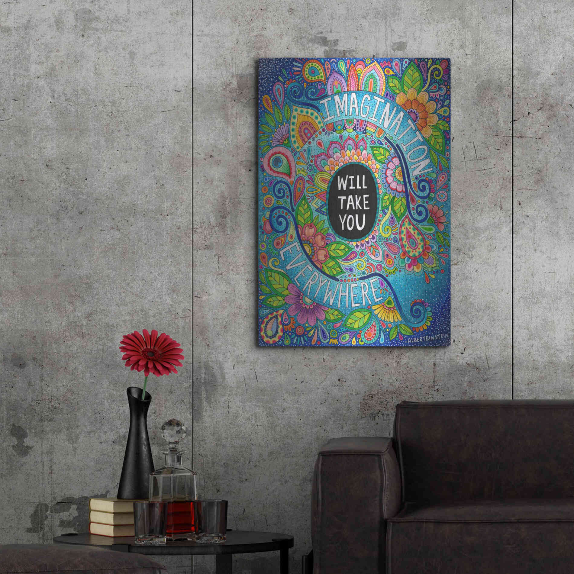 Luxe Metal Art 'Imagination Will Take You Everywhere ' by Hello Angel, Metal Wall Art,24x36