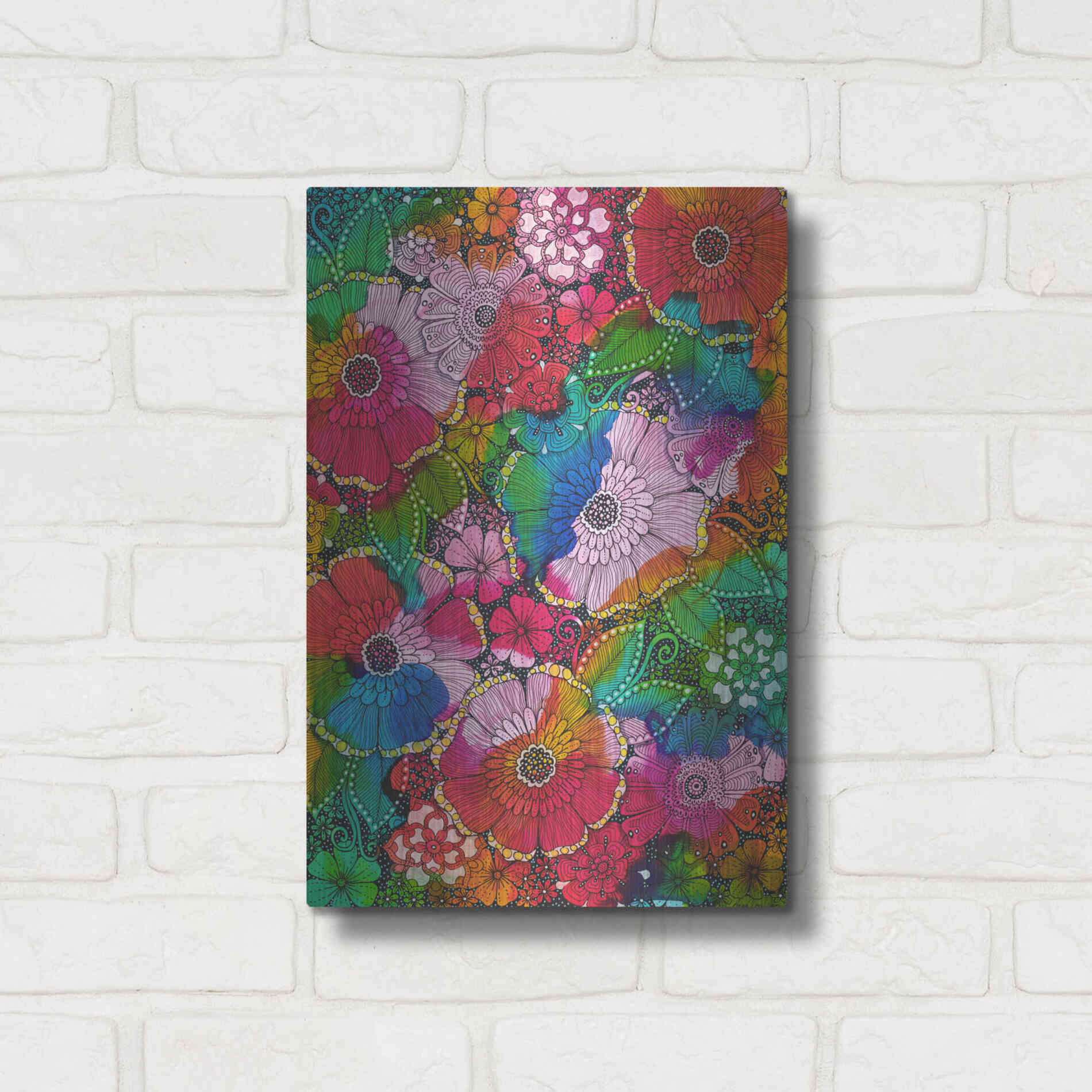 Luxe Metal Art 'My Rainbow Garden' by Hello Angel, Metal Wall Art,12x16