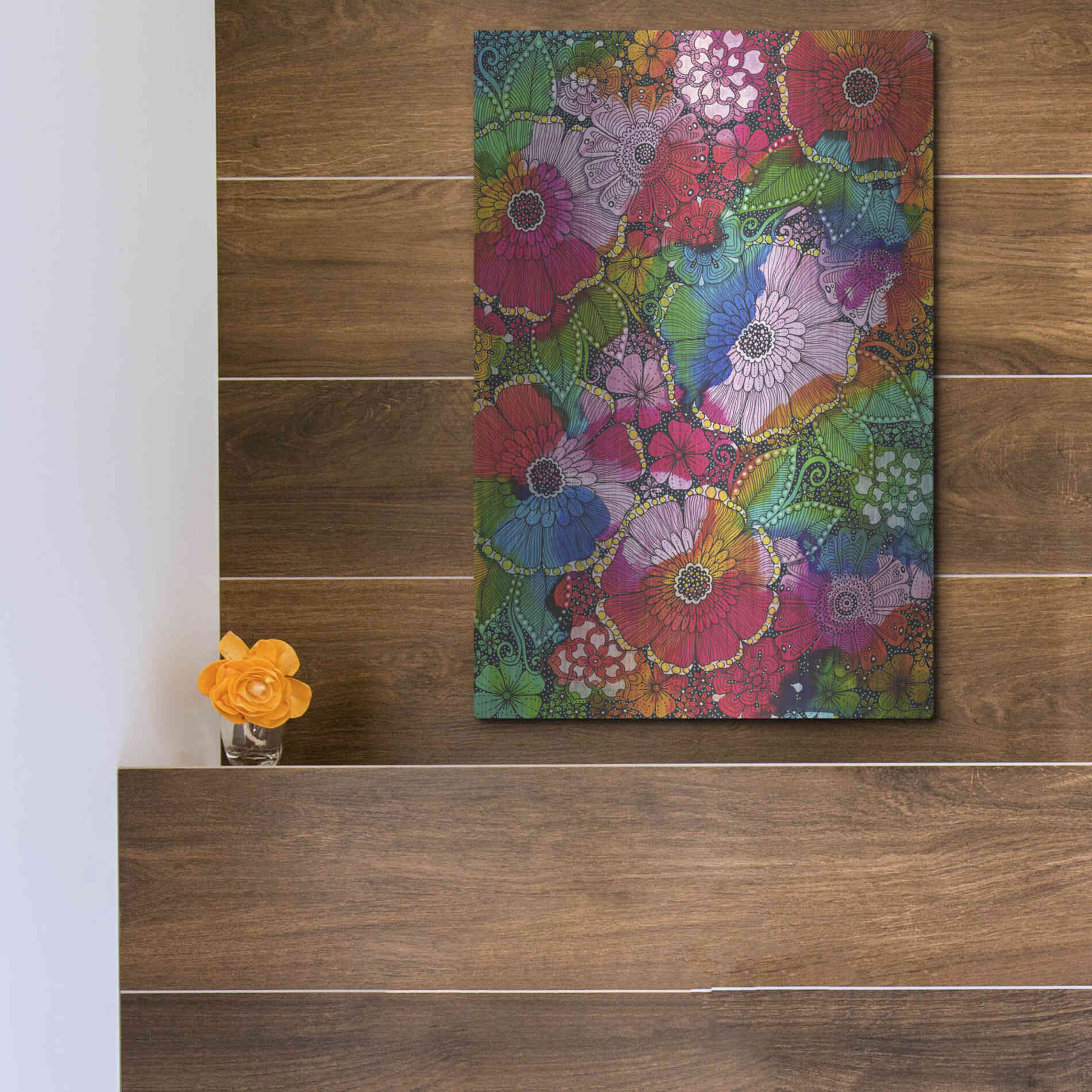 Luxe Metal Art 'My Rainbow Garden' by Hello Angel, Metal Wall Art,12x16