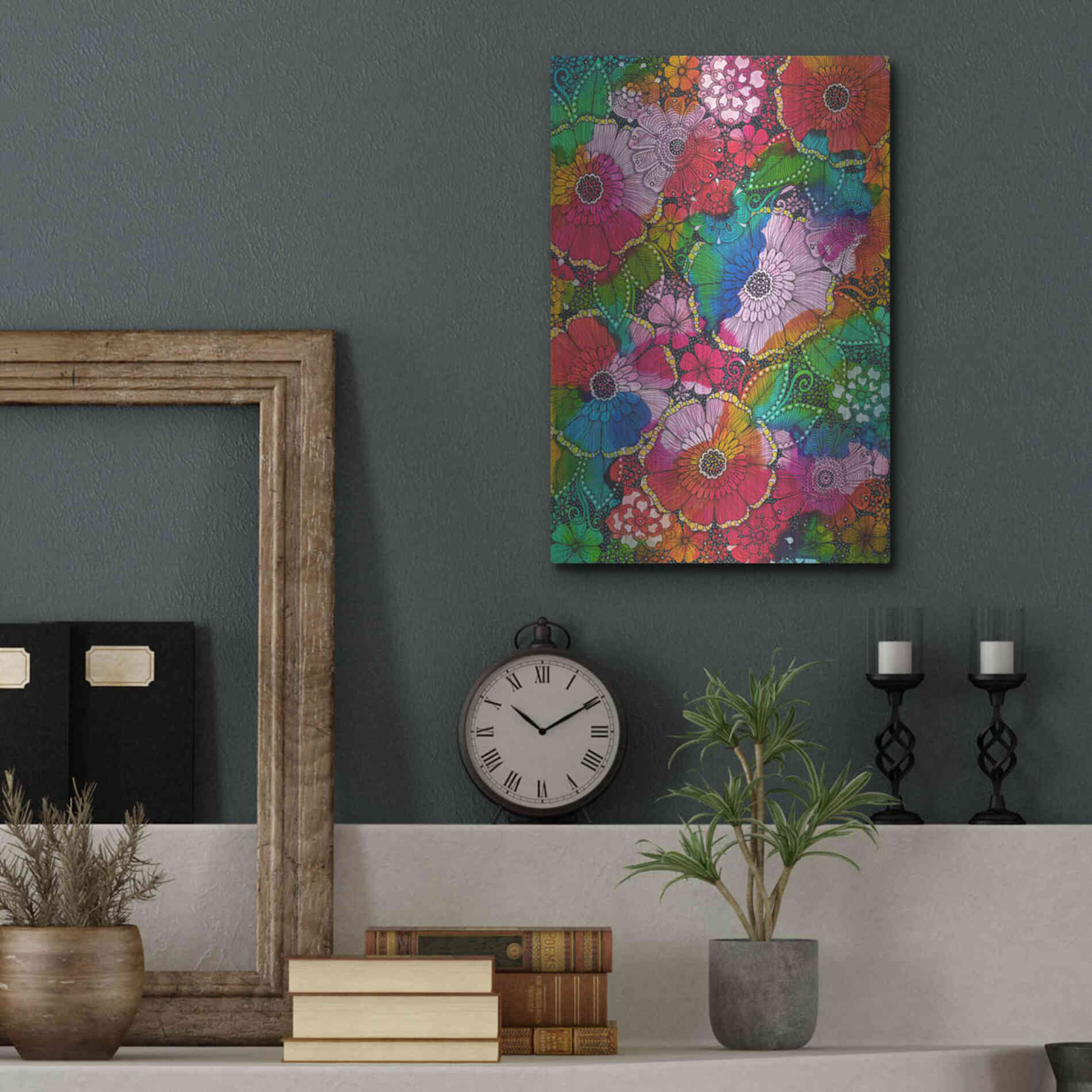 Luxe Metal Art 'My Rainbow Garden' by Hello Angel, Metal Wall Art,12x16