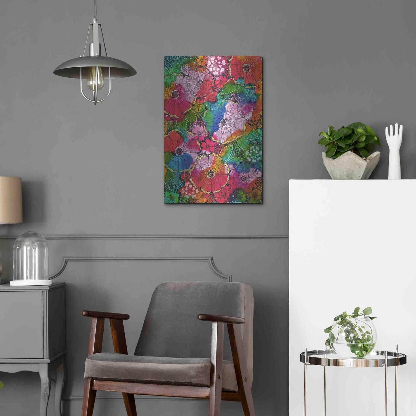 Luxe Metal Art 'My Rainbow Garden' by Hello Angel, Metal Wall Art,16x24