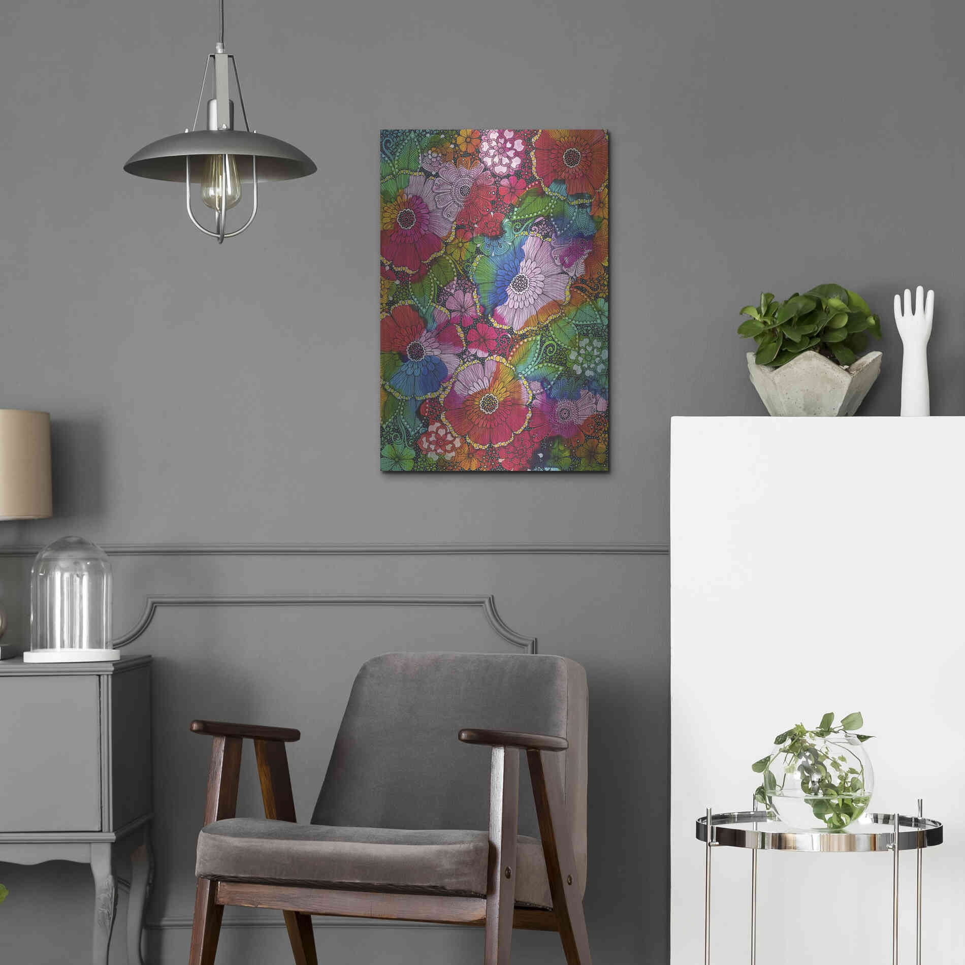 Luxe Metal Art 'My Rainbow Garden' by Hello Angel, Metal Wall Art,16x24