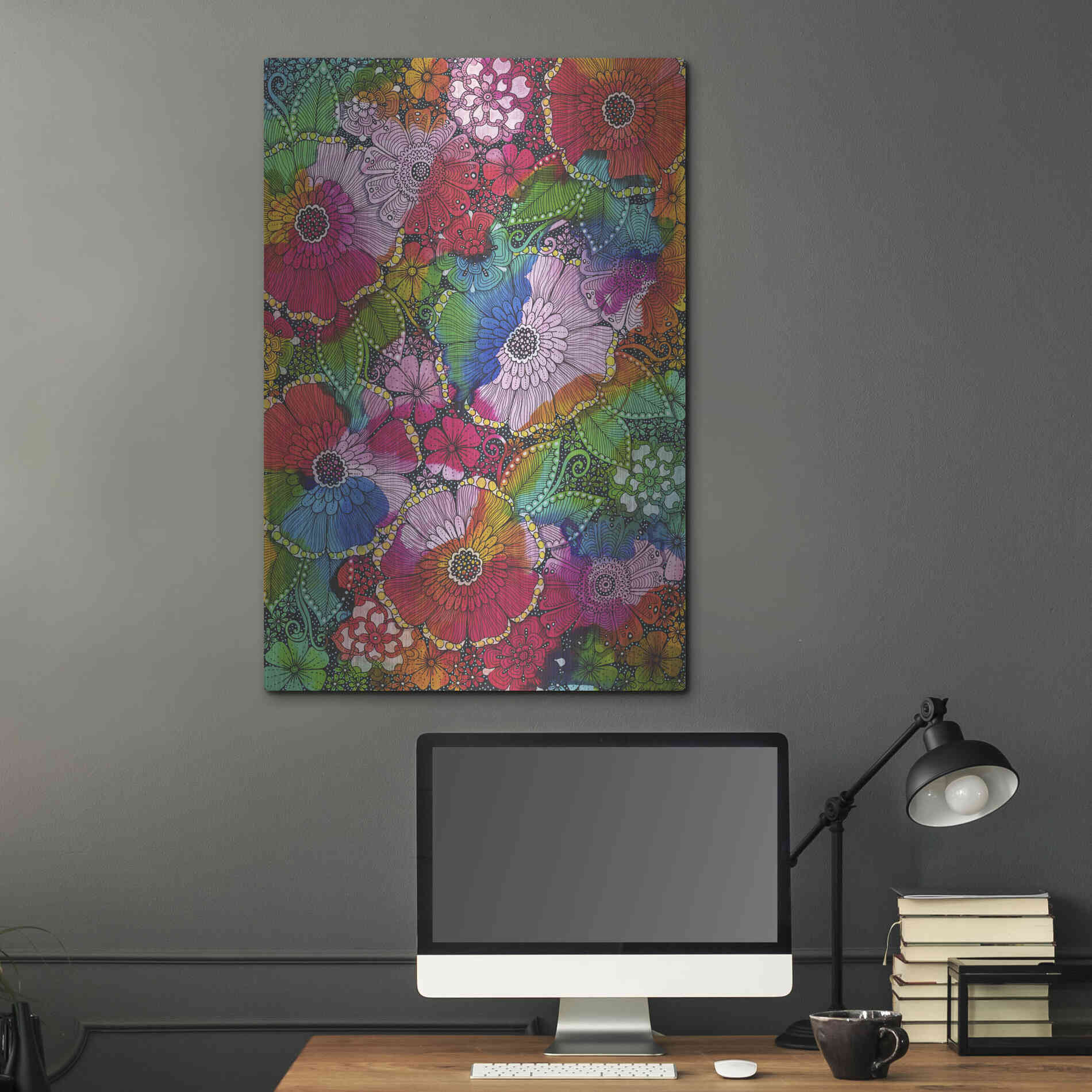 Luxe Metal Art 'My Rainbow Garden' by Hello Angel, Metal Wall Art,24x36