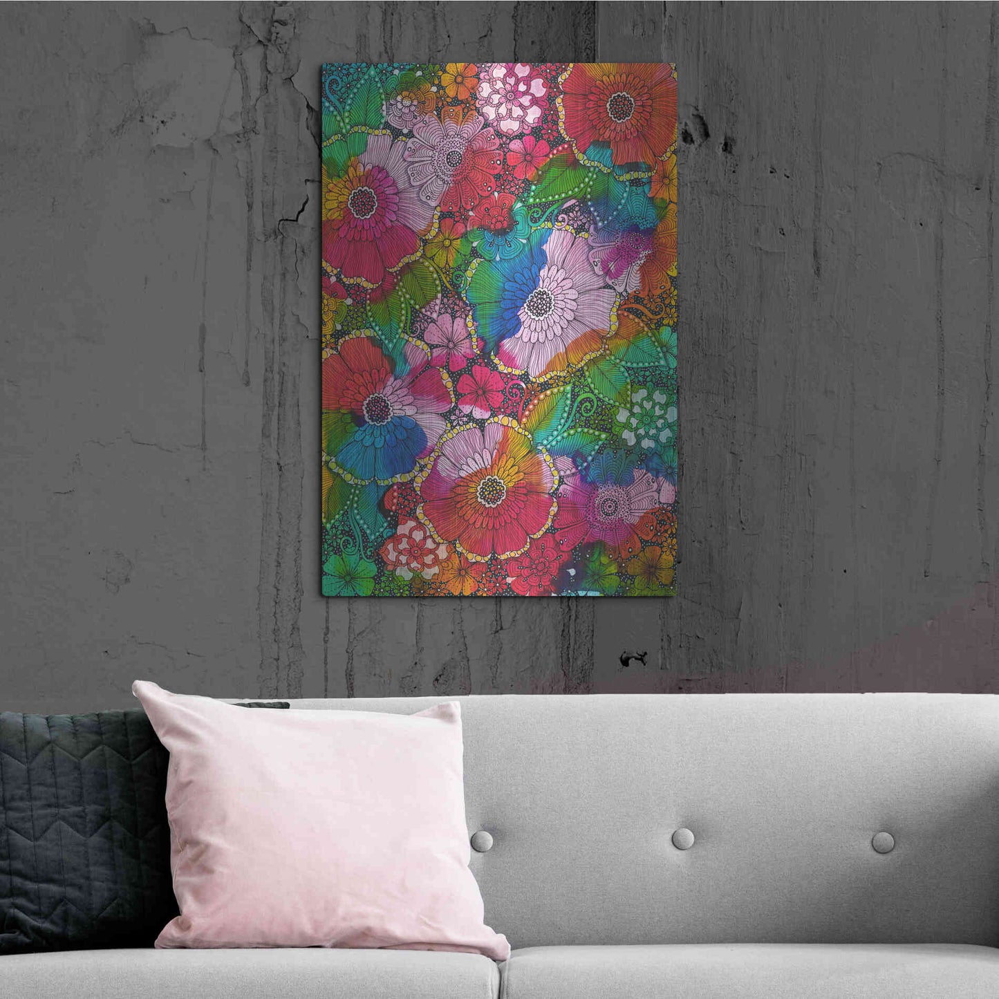 Luxe Metal Art 'My Rainbow Garden' by Hello Angel, Metal Wall Art,24x36
