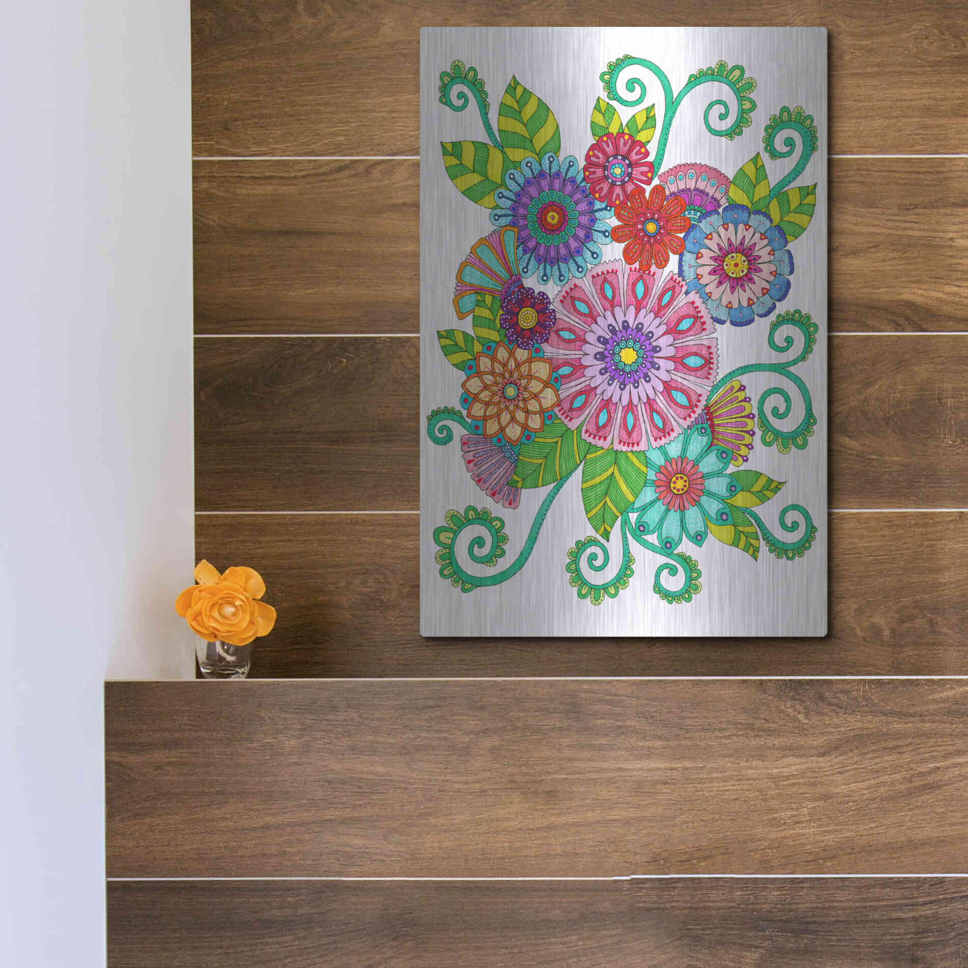Luxe Metal Art 'Big Beautiful Blossoms 16' by Hello Angel, Metal Wall Art,12x16