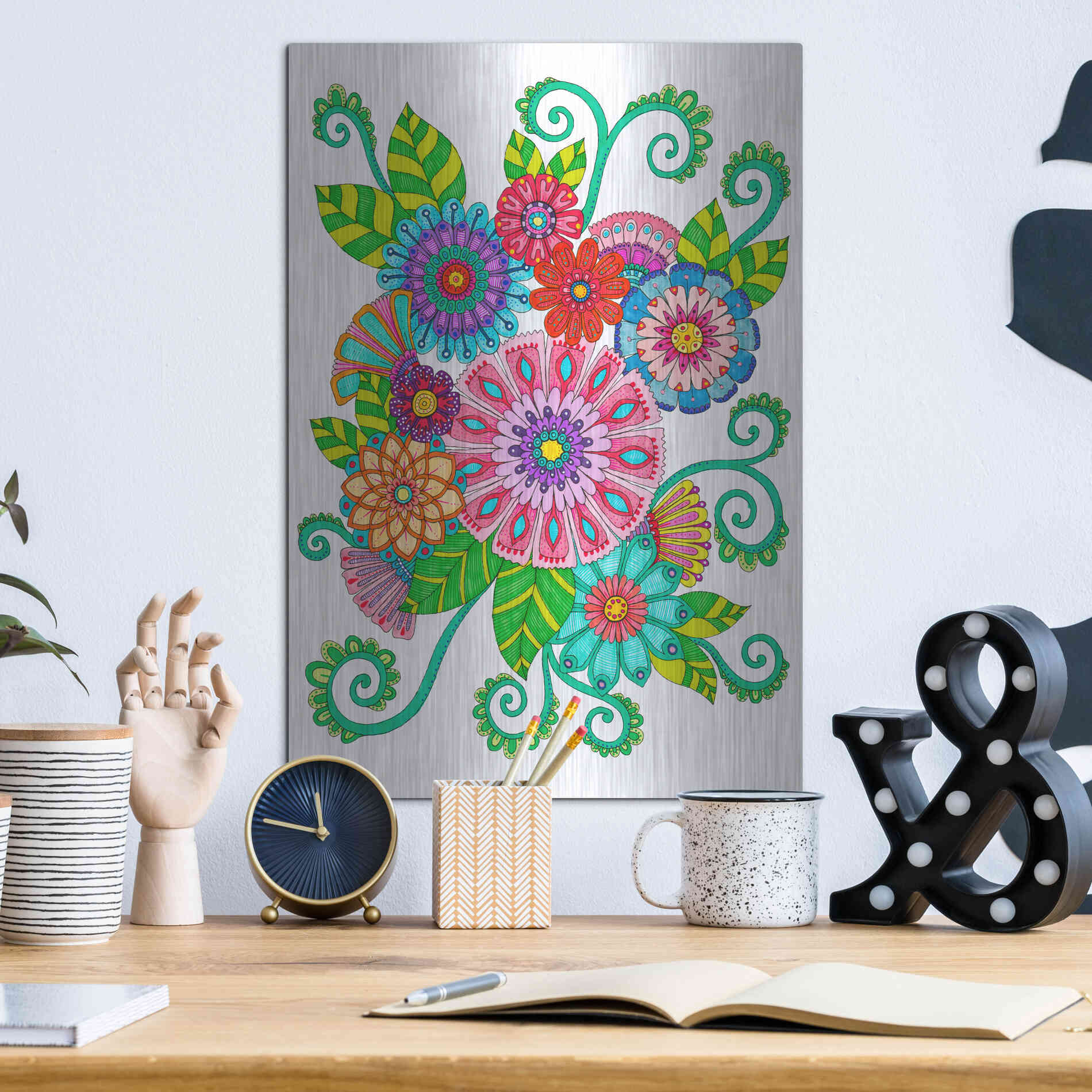 Luxe Metal Art 'Big Beautiful Blossoms 16' by Hello Angel, Metal Wall Art,12x16