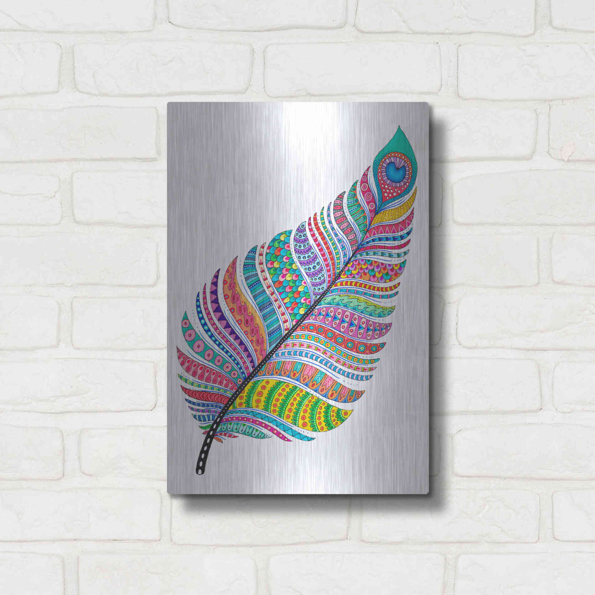 Luxe Metal Art 'Single Feather' by Hello Angel, Metal Wall Art,12x16