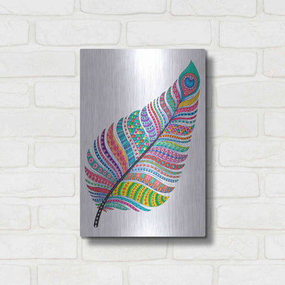 Luxe Metal Art 'Single Feather' by Hello Angel, Metal Wall Art,12x16