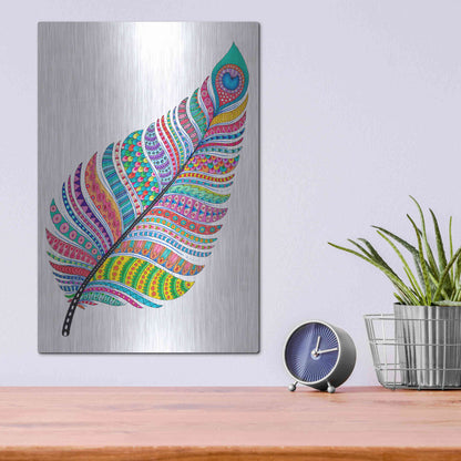 Luxe Metal Art 'Single Feather' by Hello Angel, Metal Wall Art,12x16
