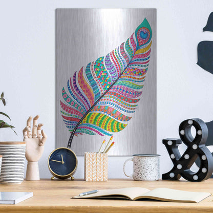 Luxe Metal Art 'Single Feather' by Hello Angel, Metal Wall Art,12x16