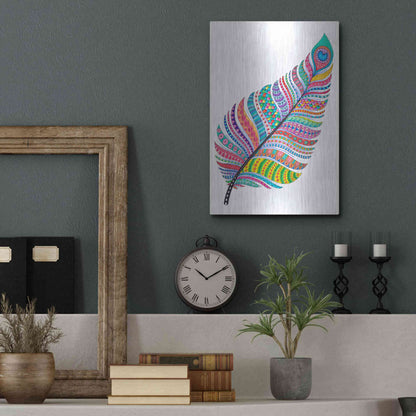 Luxe Metal Art 'Single Feather' by Hello Angel, Metal Wall Art,12x16