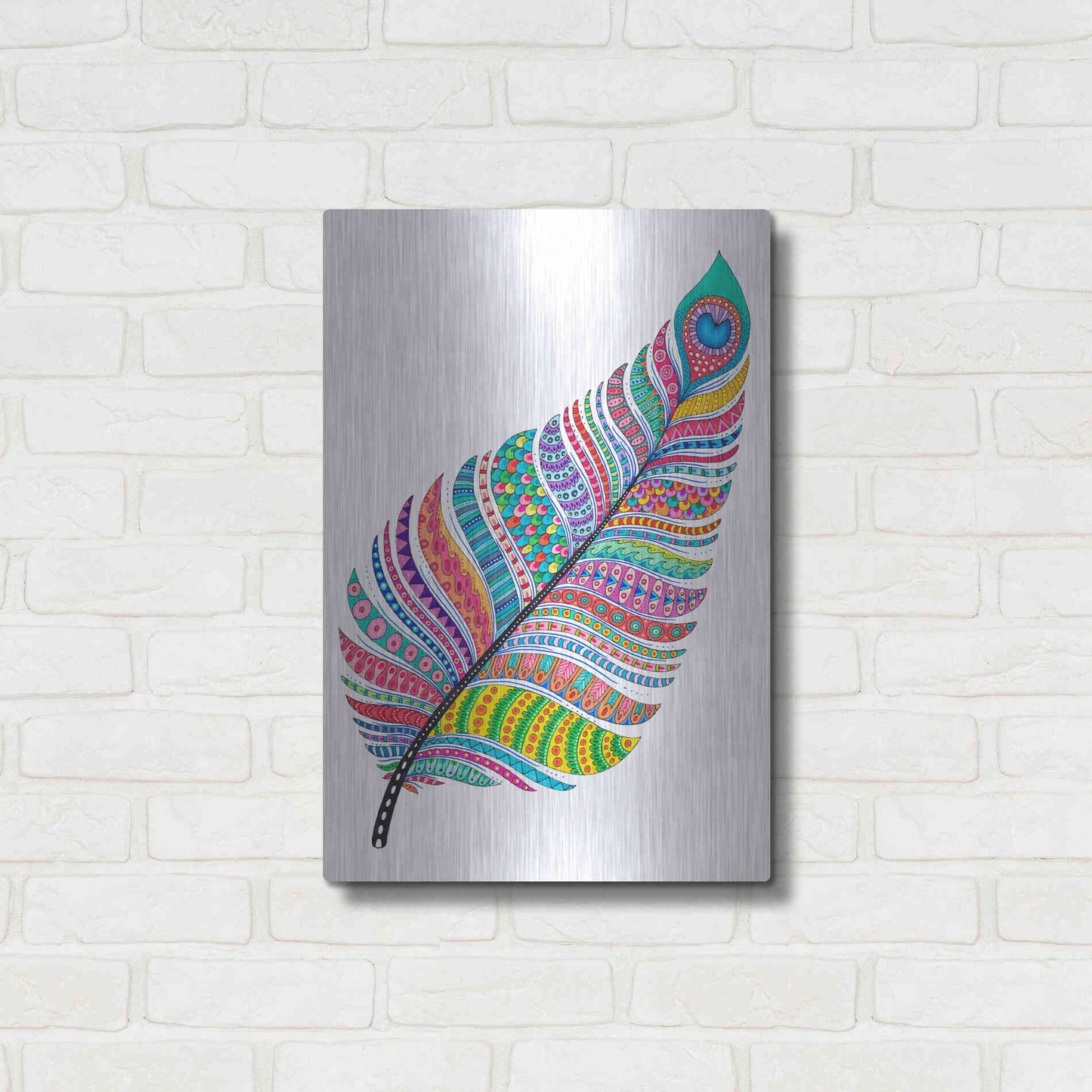 Luxe Metal Art 'Single Feather' by Hello Angel, Metal Wall Art,16x24