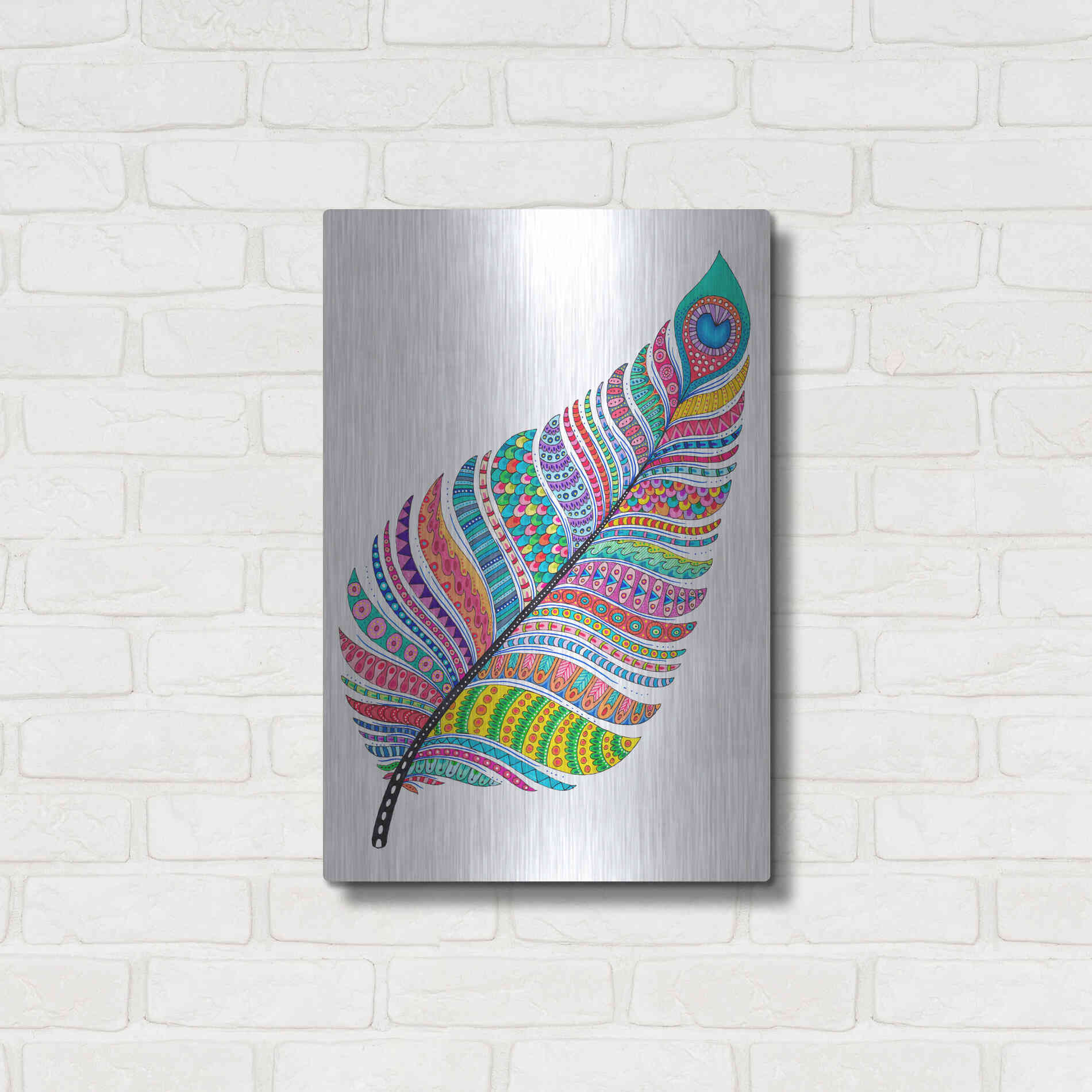 Luxe Metal Art 'Single Feather' by Hello Angel, Metal Wall Art,16x24