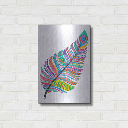 Luxe Metal Art 'Single Feather' by Hello Angel, Metal Wall Art,16x24