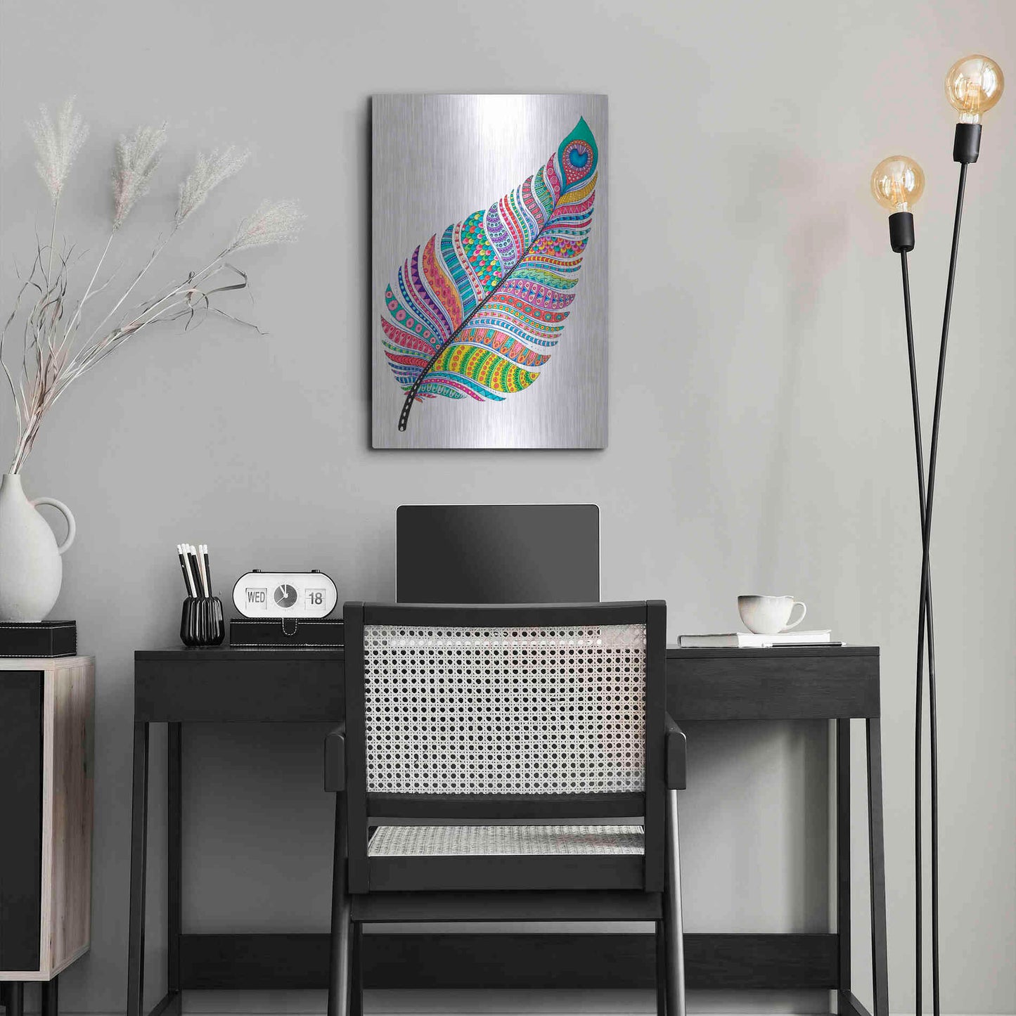 Luxe Metal Art 'Single Feather' by Hello Angel, Metal Wall Art,16x24