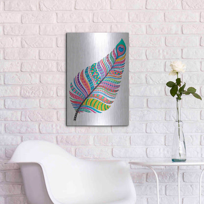 Luxe Metal Art 'Single Feather' by Hello Angel, Metal Wall Art,16x24