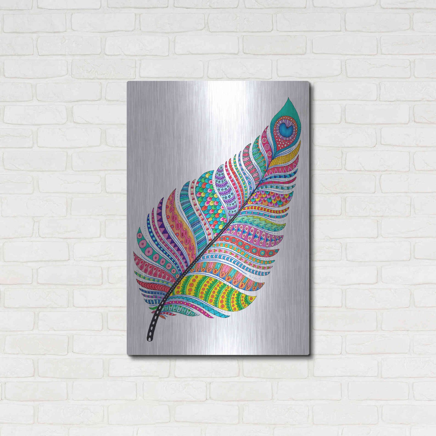 Luxe Metal Art 'Single Feather' by Hello Angel, Metal Wall Art,24x36