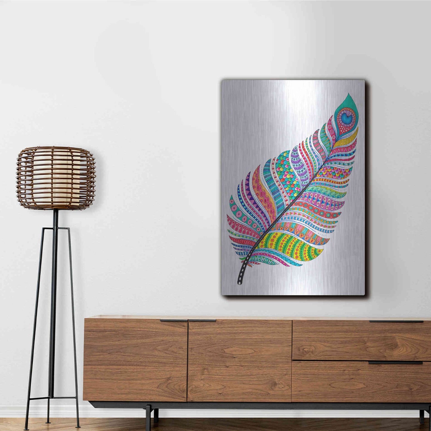 Luxe Metal Art 'Single Feather' by Hello Angel, Metal Wall Art,24x36