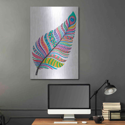 Luxe Metal Art 'Single Feather' by Hello Angel, Metal Wall Art,24x36