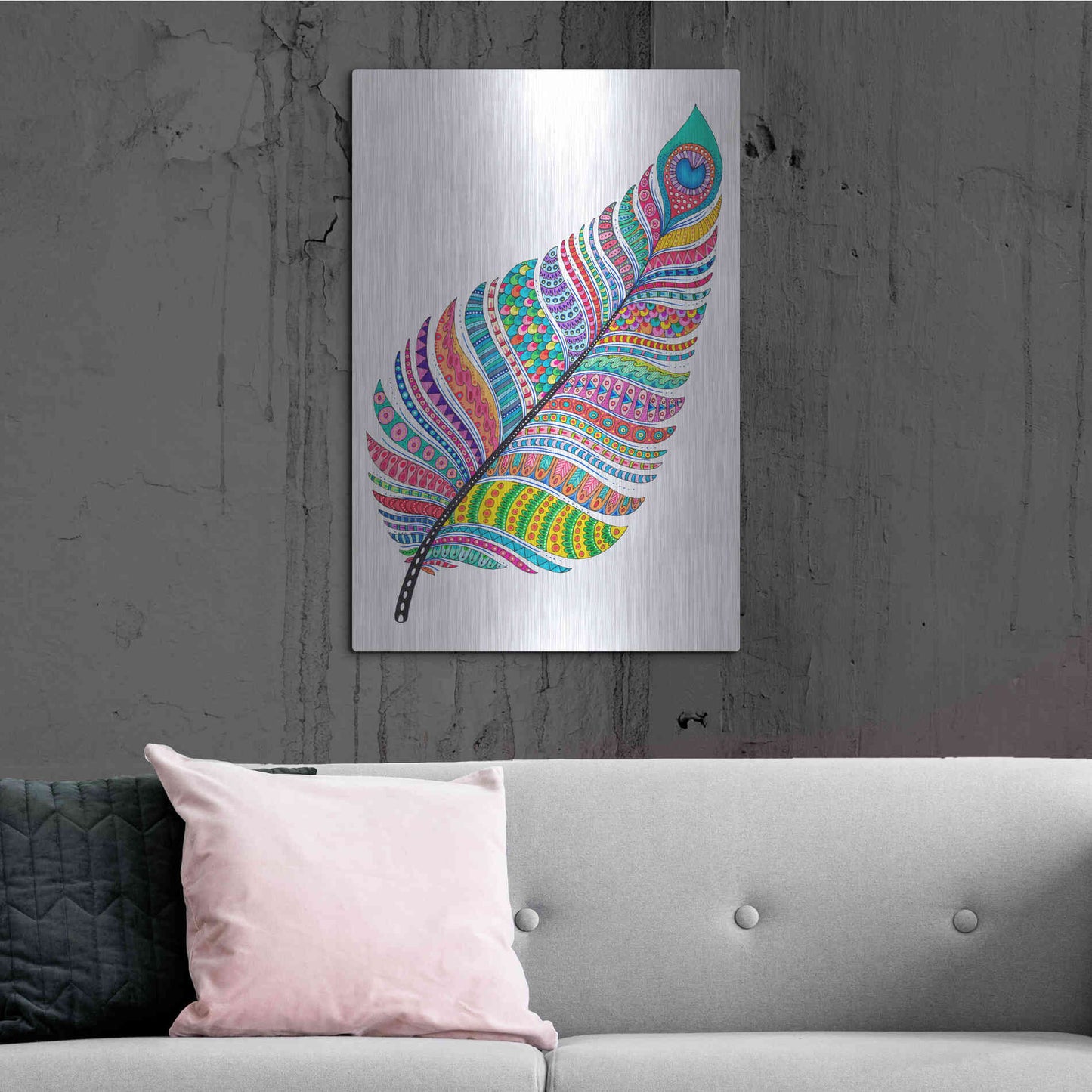 Luxe Metal Art 'Single Feather' by Hello Angel, Metal Wall Art,24x36