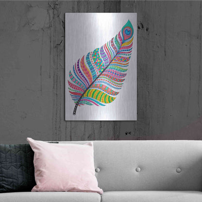 Luxe Metal Art 'Single Feather' by Hello Angel, Metal Wall Art,24x36